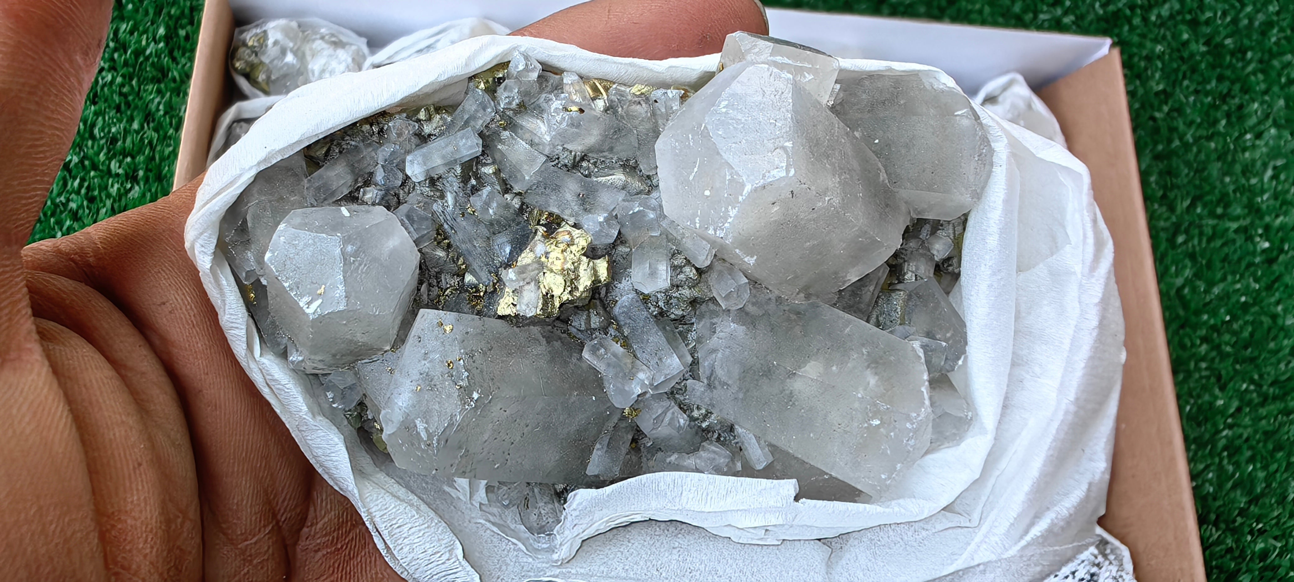 Lot 31 Pcs Pyrite with Calcite*