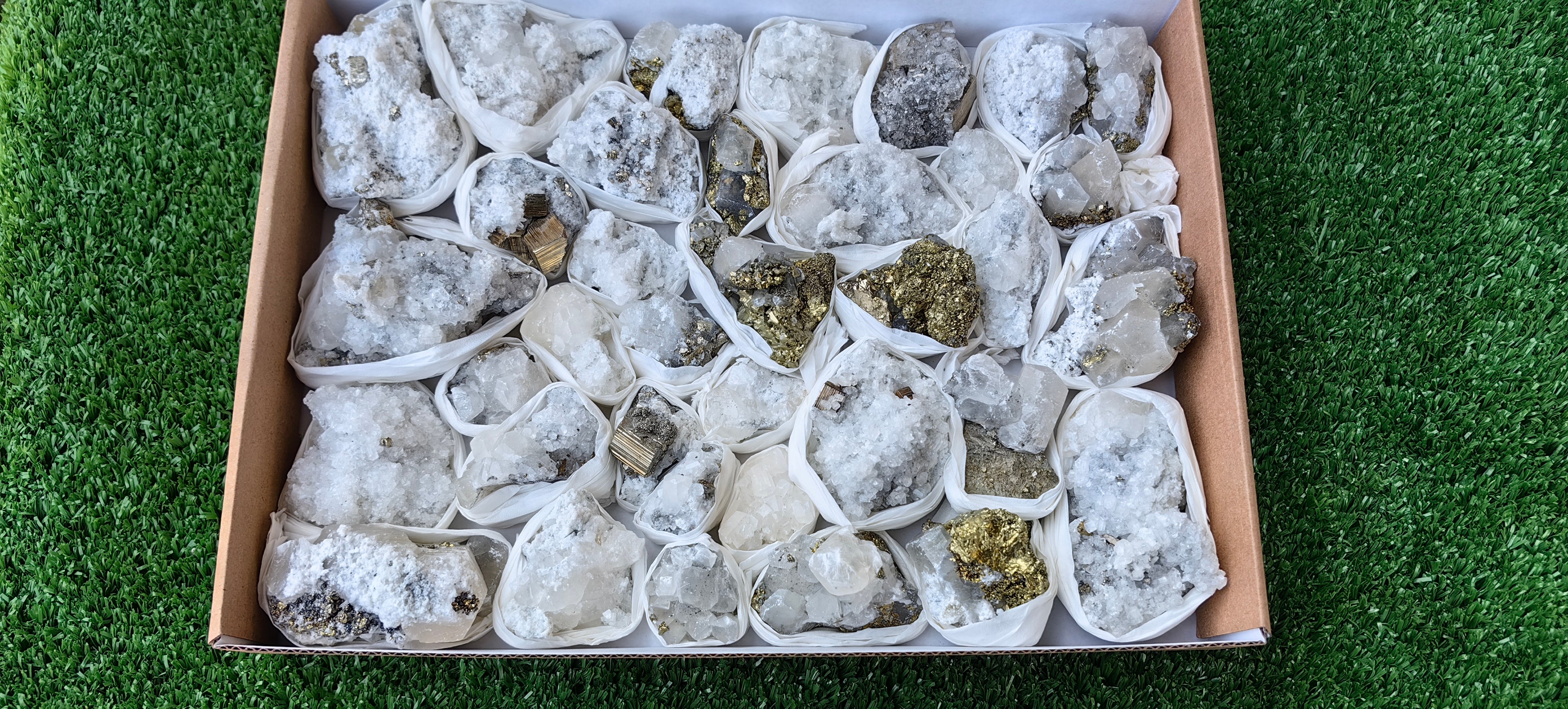 Lot 36 Pcs Pyrite with Calcite*