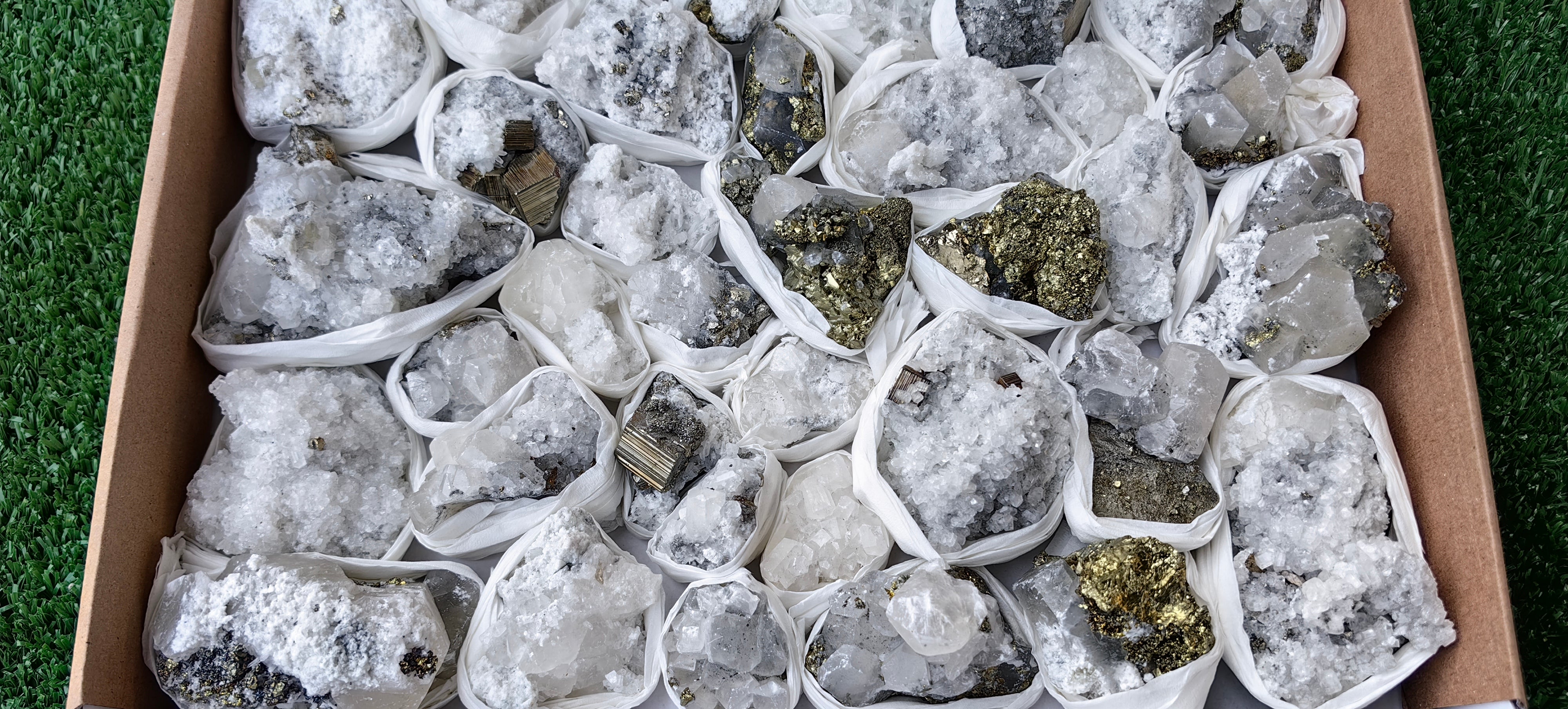 Lot 36 Pcs Pyrite with Calcite*