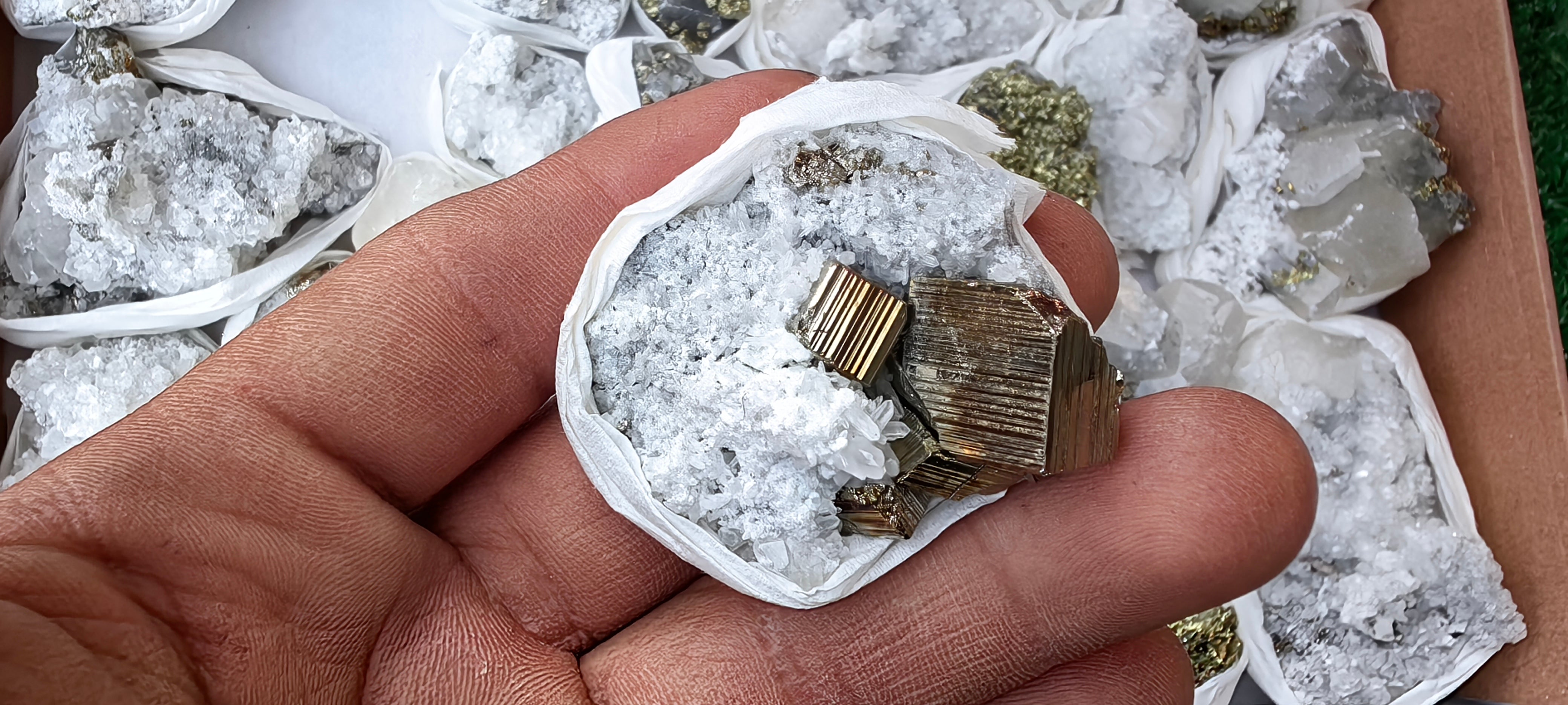 Lot 36 Pcs Pyrite with Calcite*