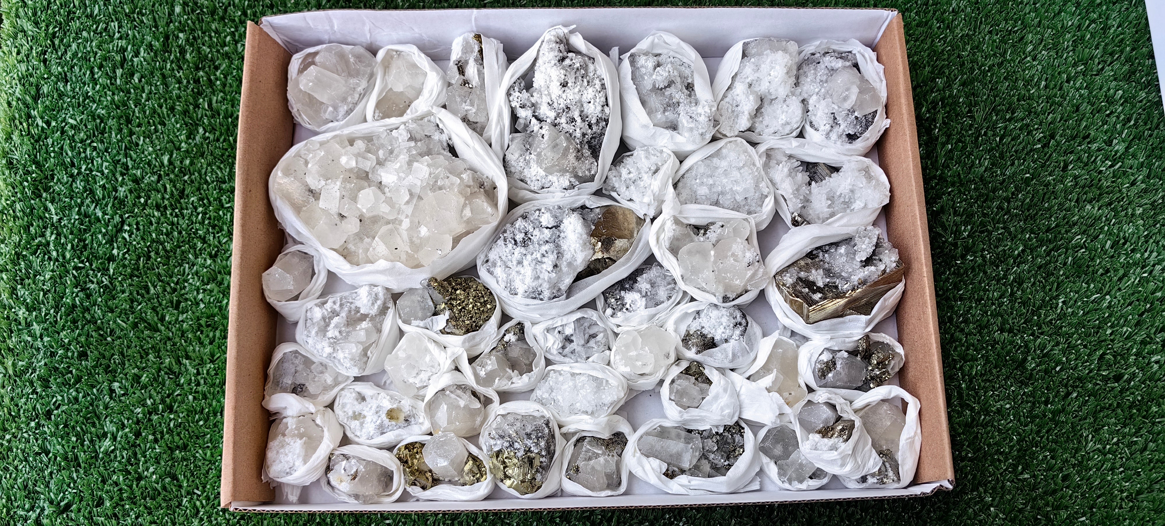 Lot 39 Pcs Pyrite with Calcite*