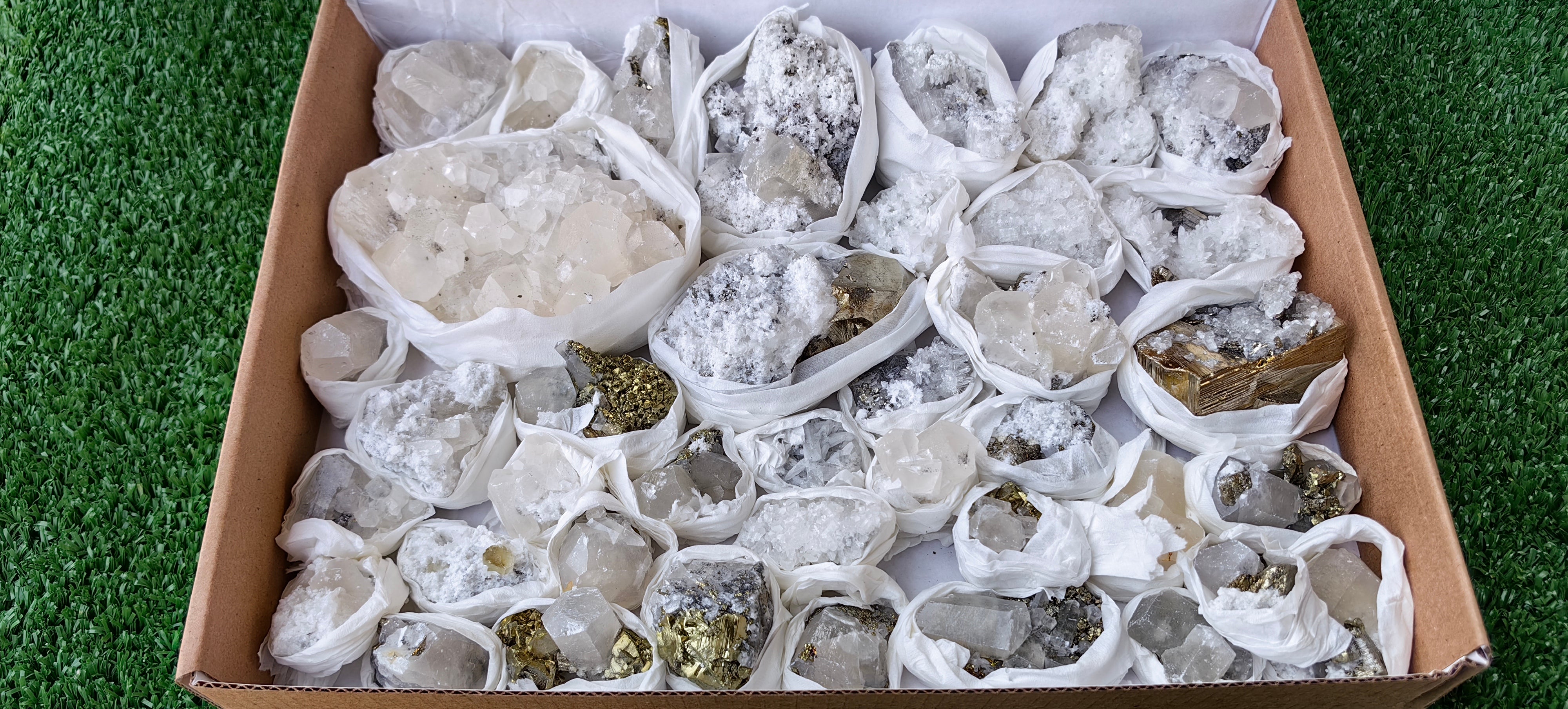 Lot 39 Pcs Pyrite with Calcite*