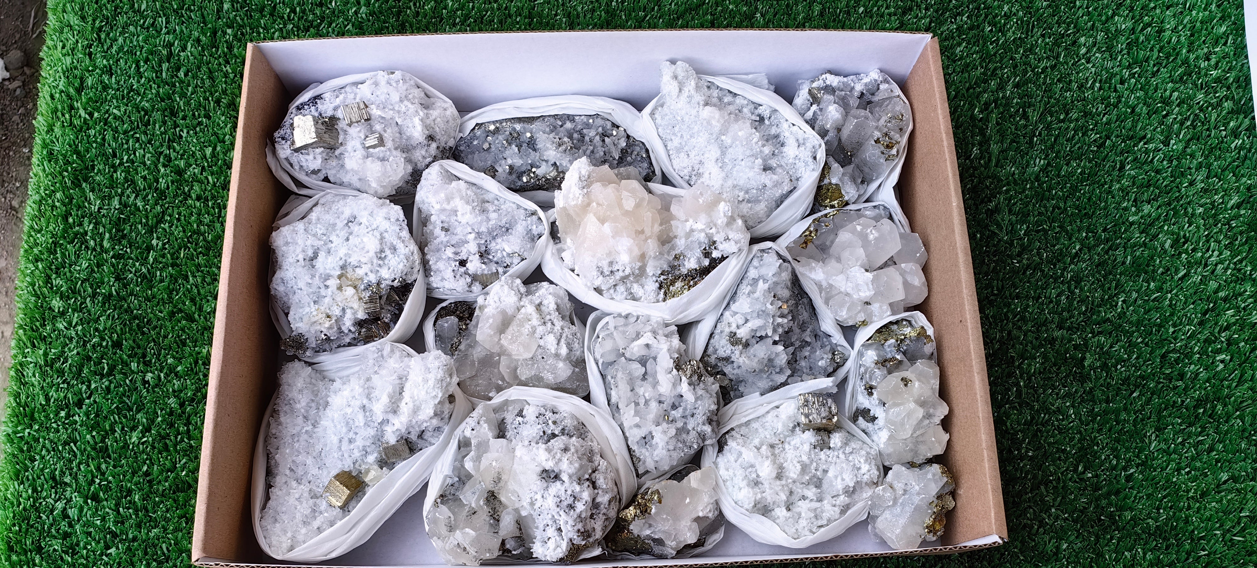 Lot 17 Pcs Pyrite with Calcite*