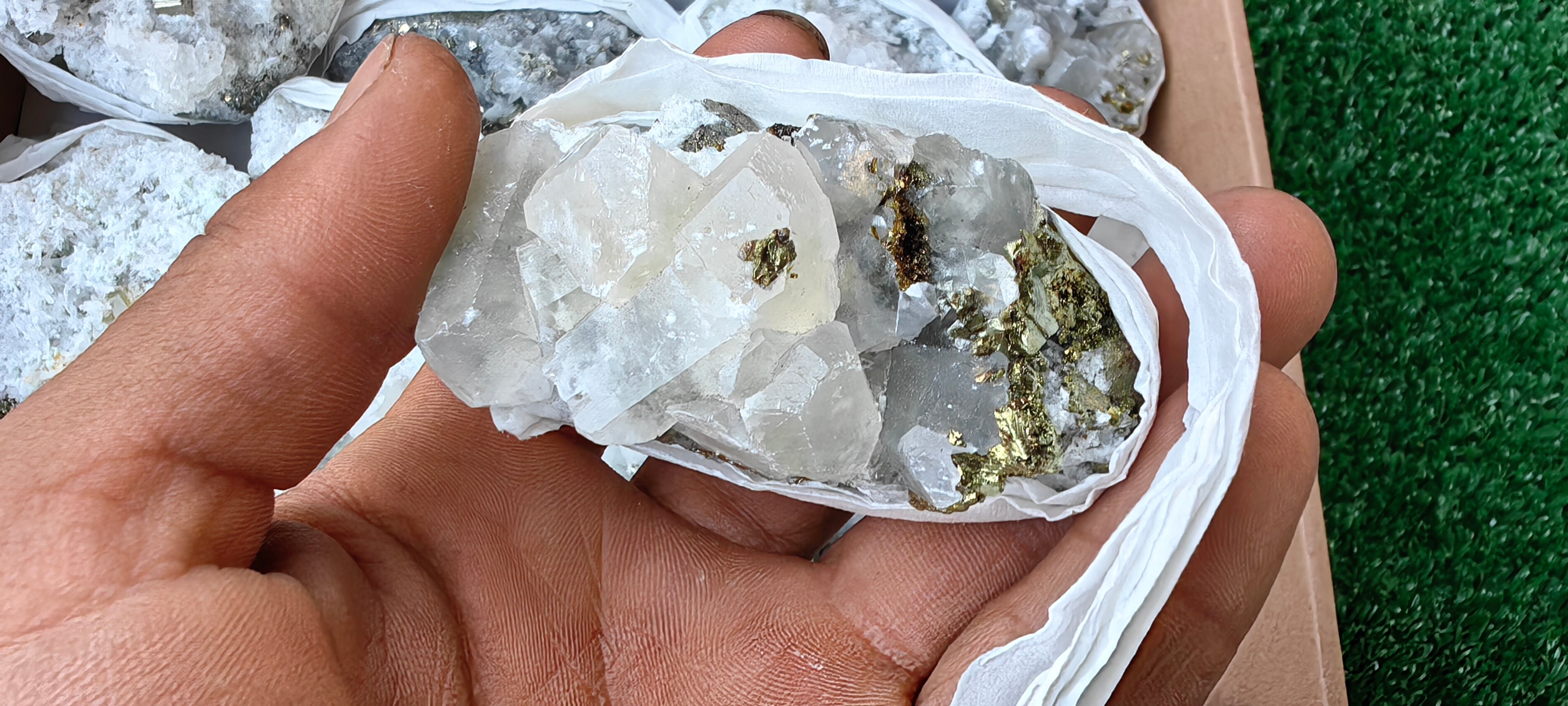 Lot 17 Pcs Pyrite with Calcite*