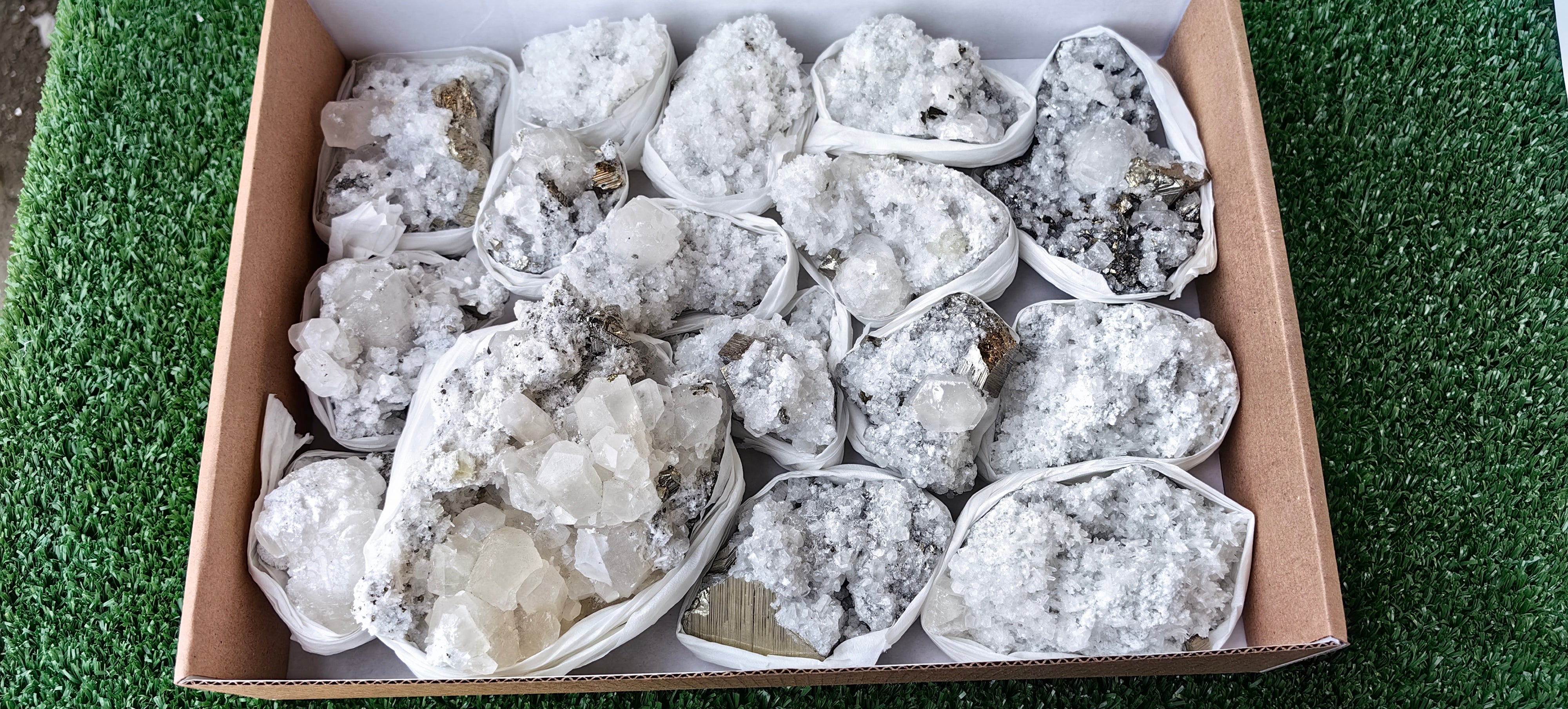 Lot 16 Pcs Pyrite with Calcite*