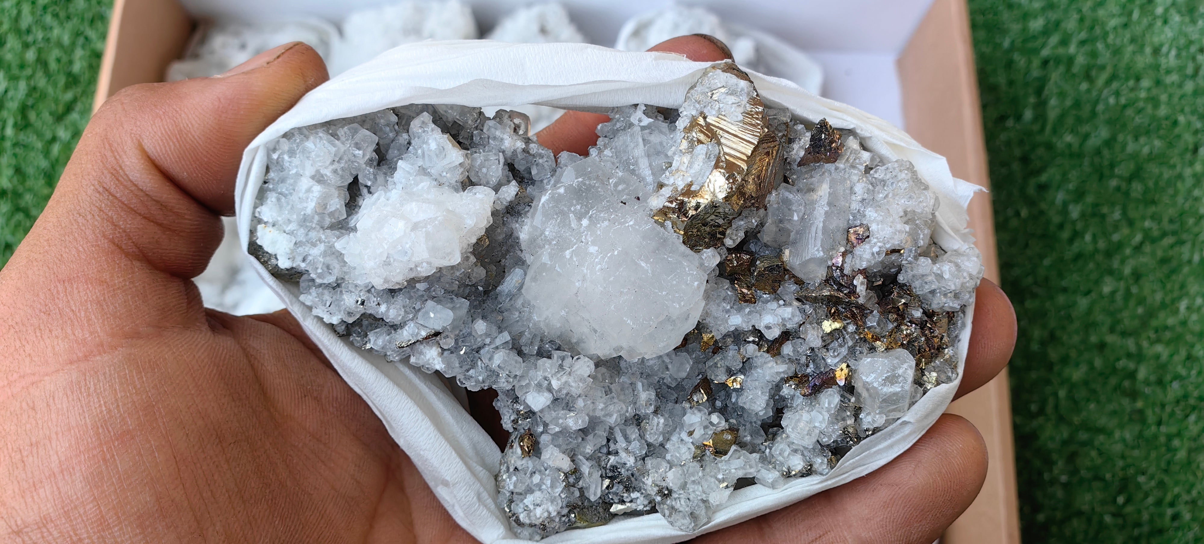 Lot 16 Pcs Pyrite with Calcite*