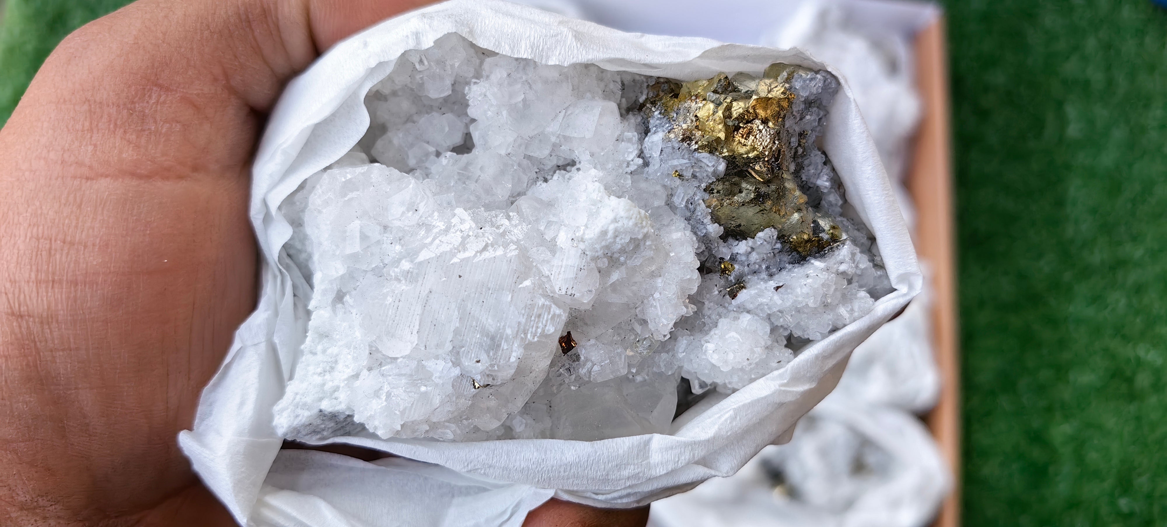 Lot 15 Pcs Pyrite with Calcite*