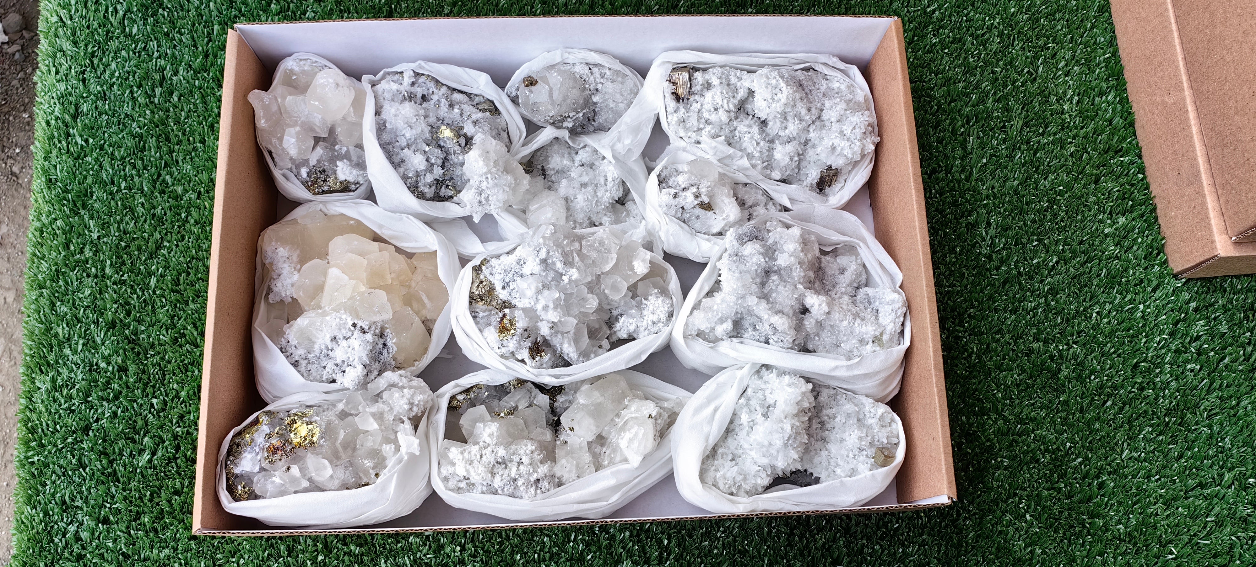 Lot 12 Pcs Pyrite with Calcite*