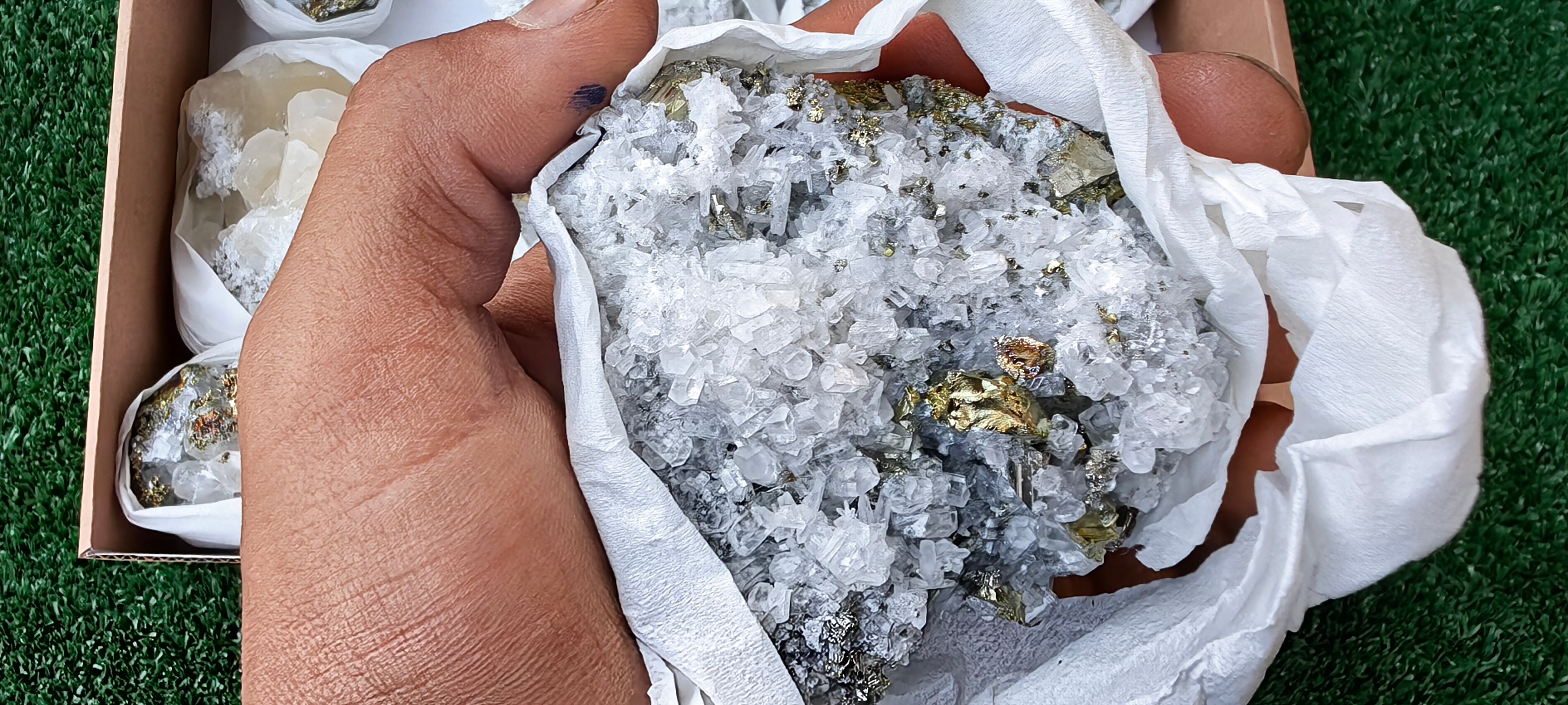 Lot 12 Pcs Pyrite with Calcite*