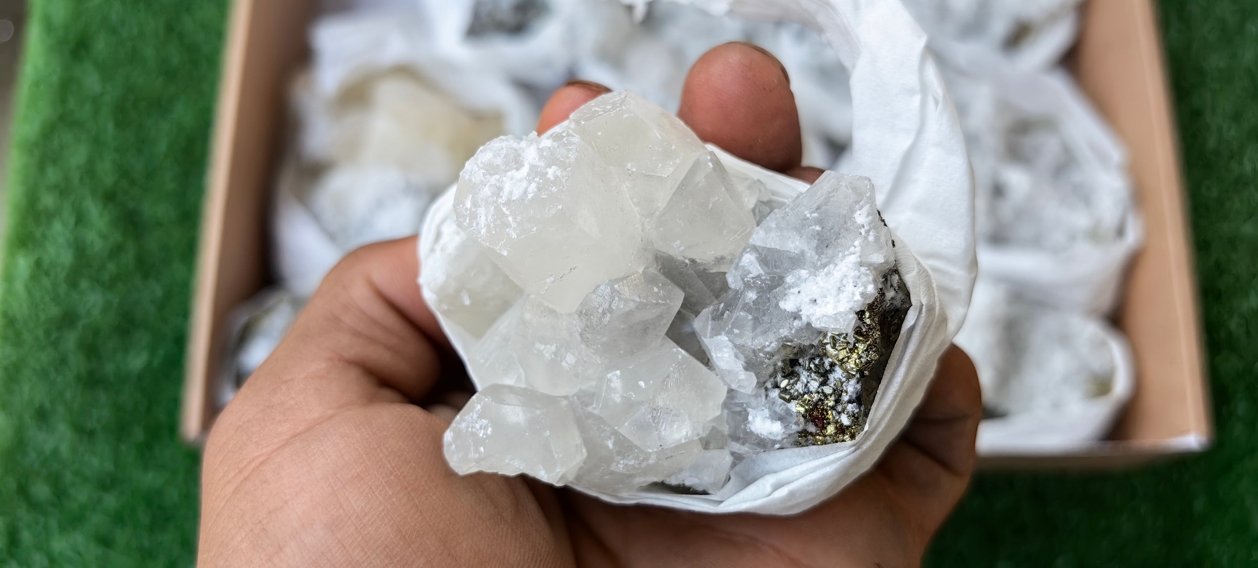 Lot 12 Pcs Pyrite with Calcite*