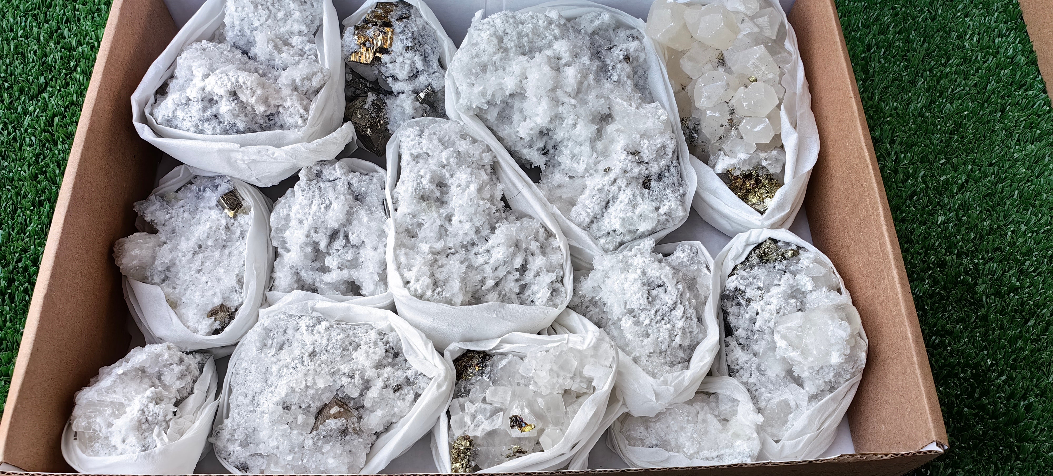 Lot 13 Pcs Pyrite with Calcite*