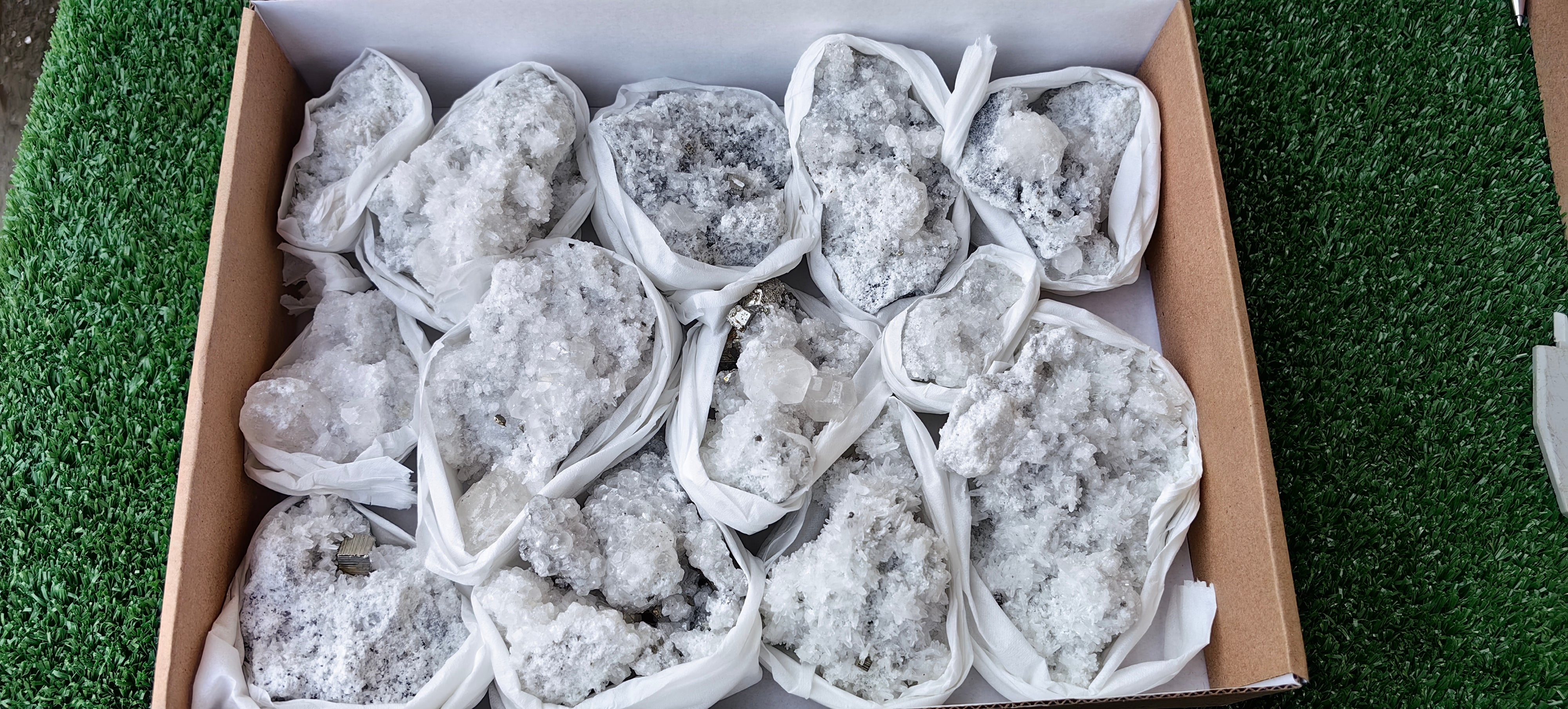 Lot 13 Pcs Pyrite with Calcite*