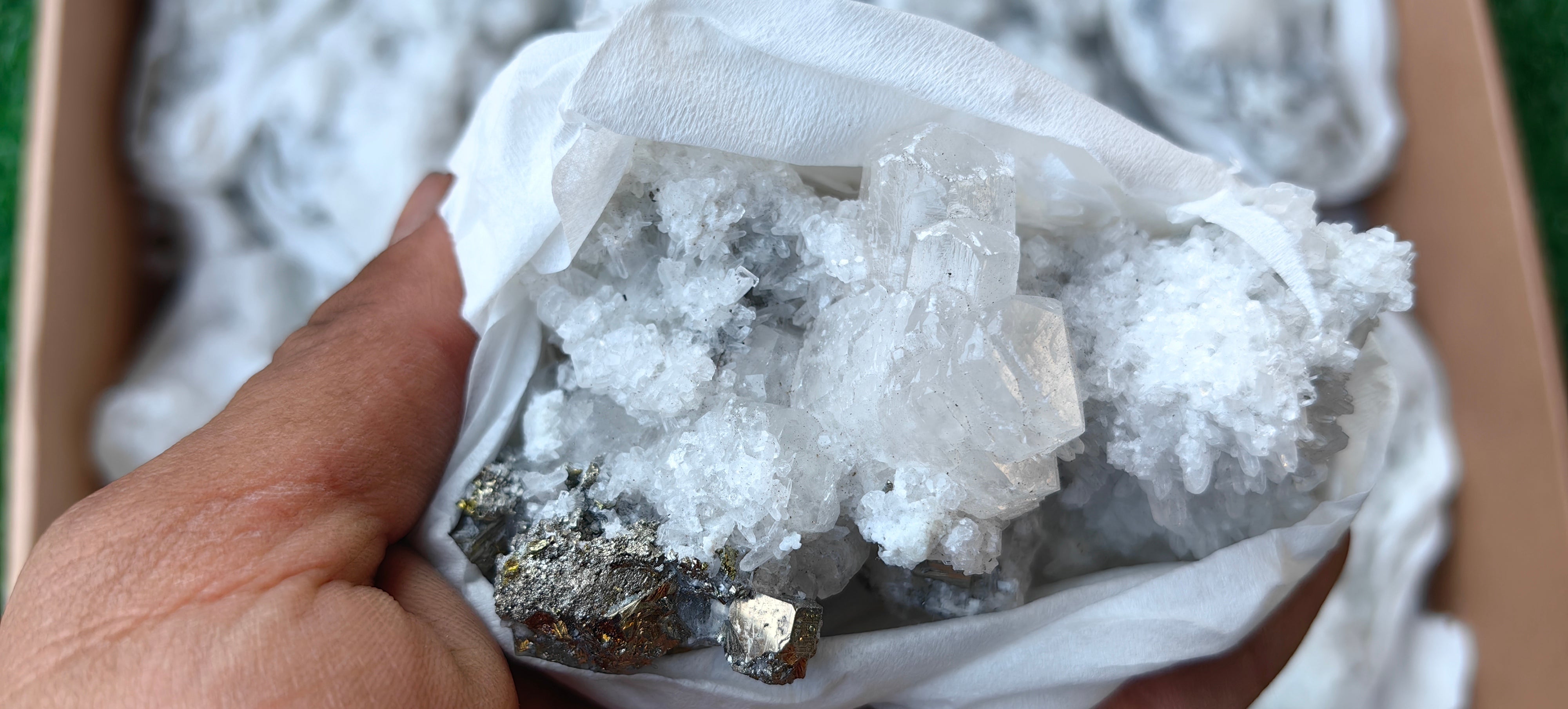 Lot 13 Pcs Pyrite with Calcite*