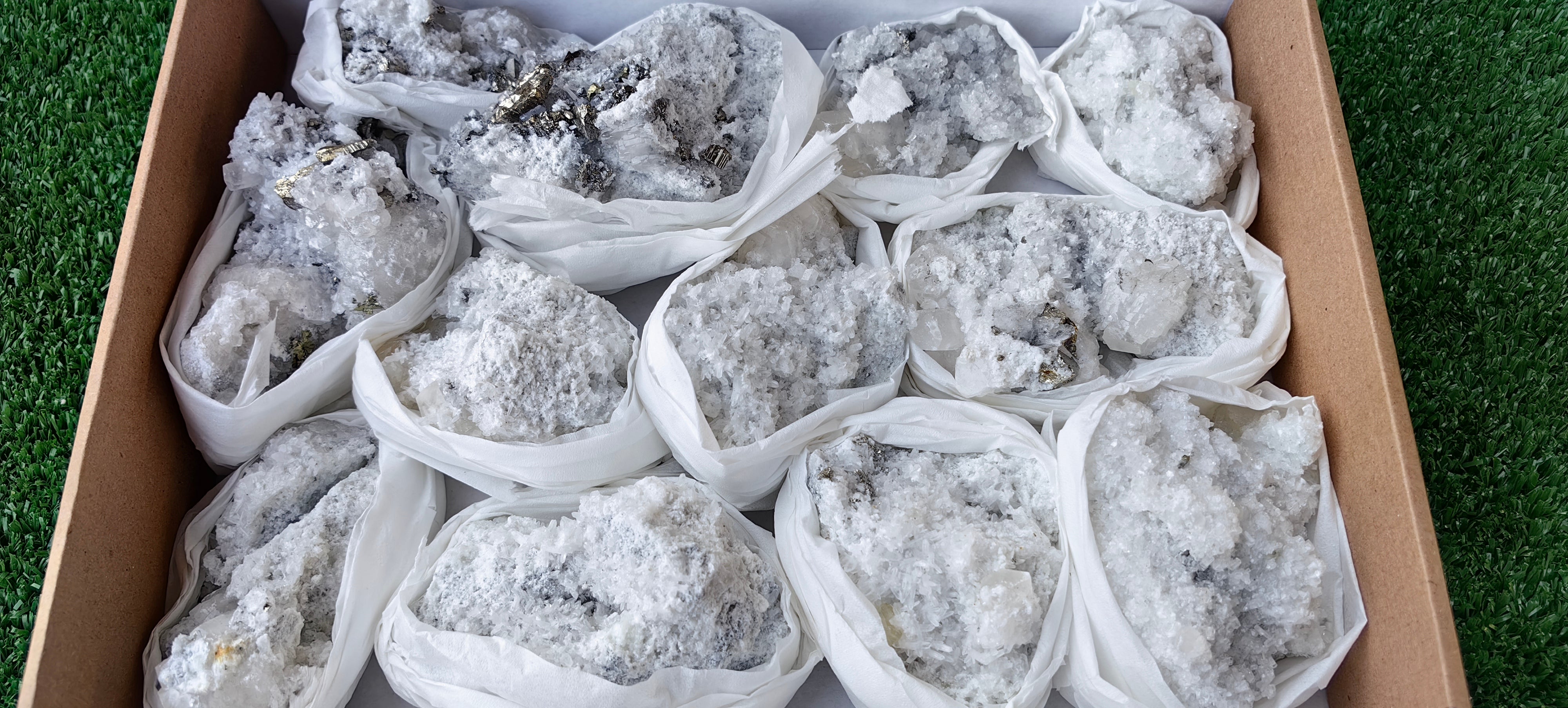 Lot 12 Pcs Pyrite with Calcite*