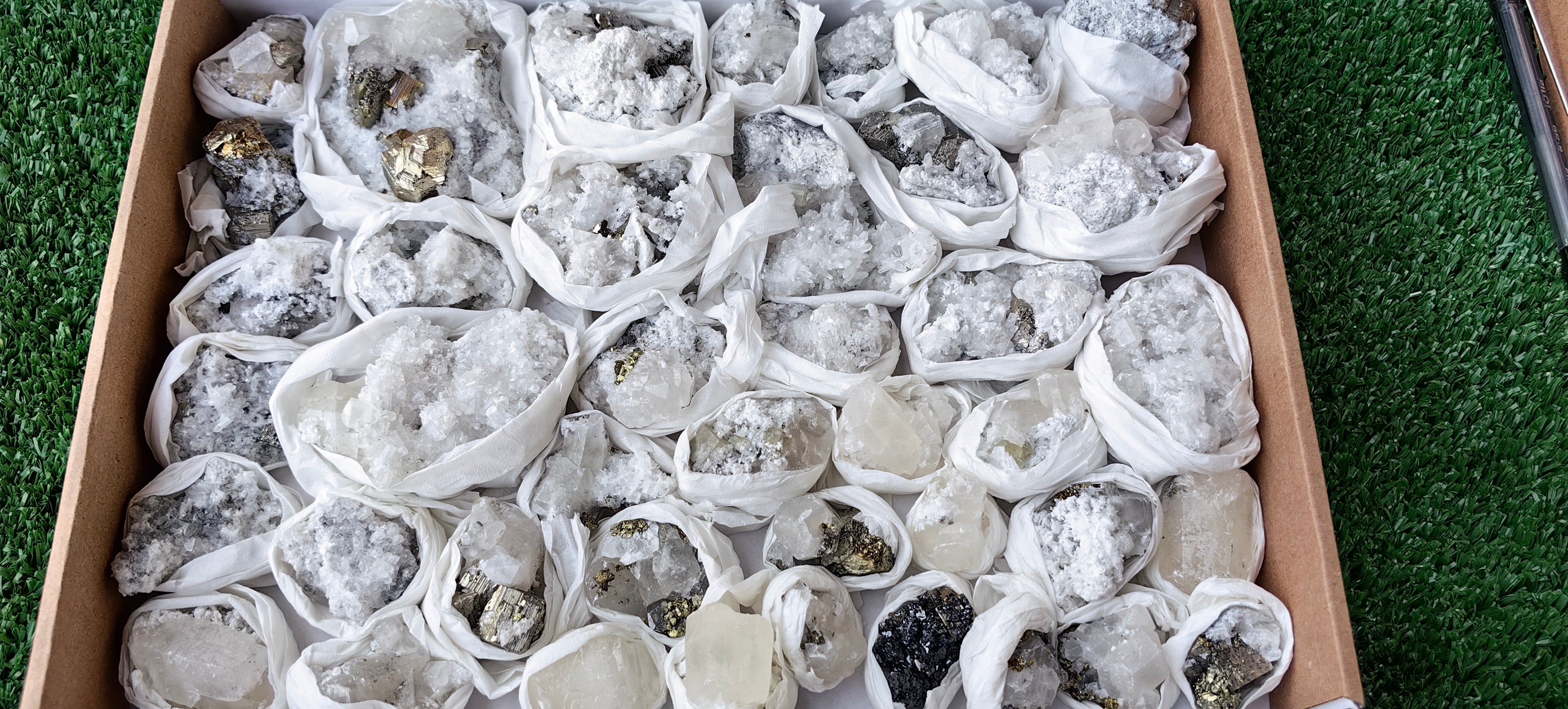 Lot 42 Pcs Pyrite with Calcite*