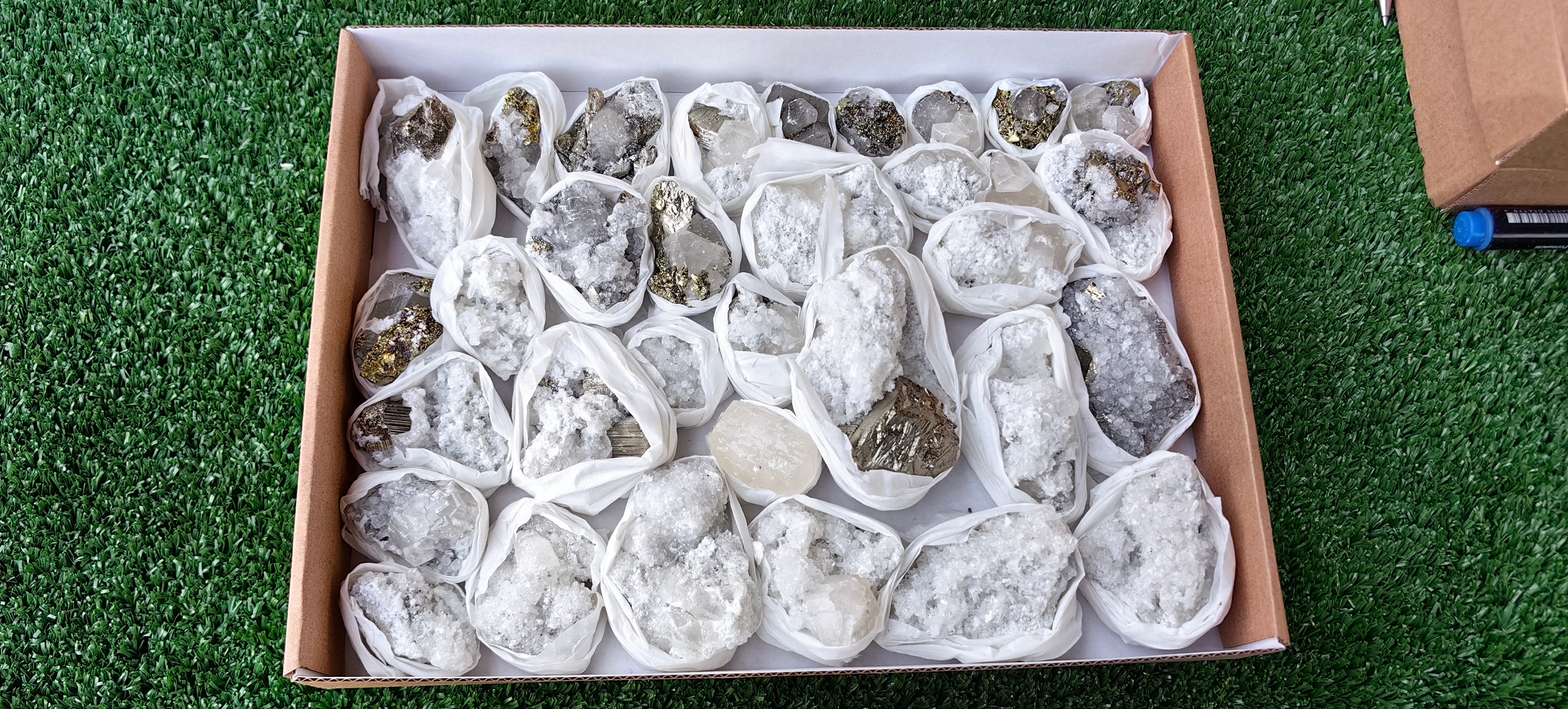 Lot 33 Pcs Pyrite with Calcite*