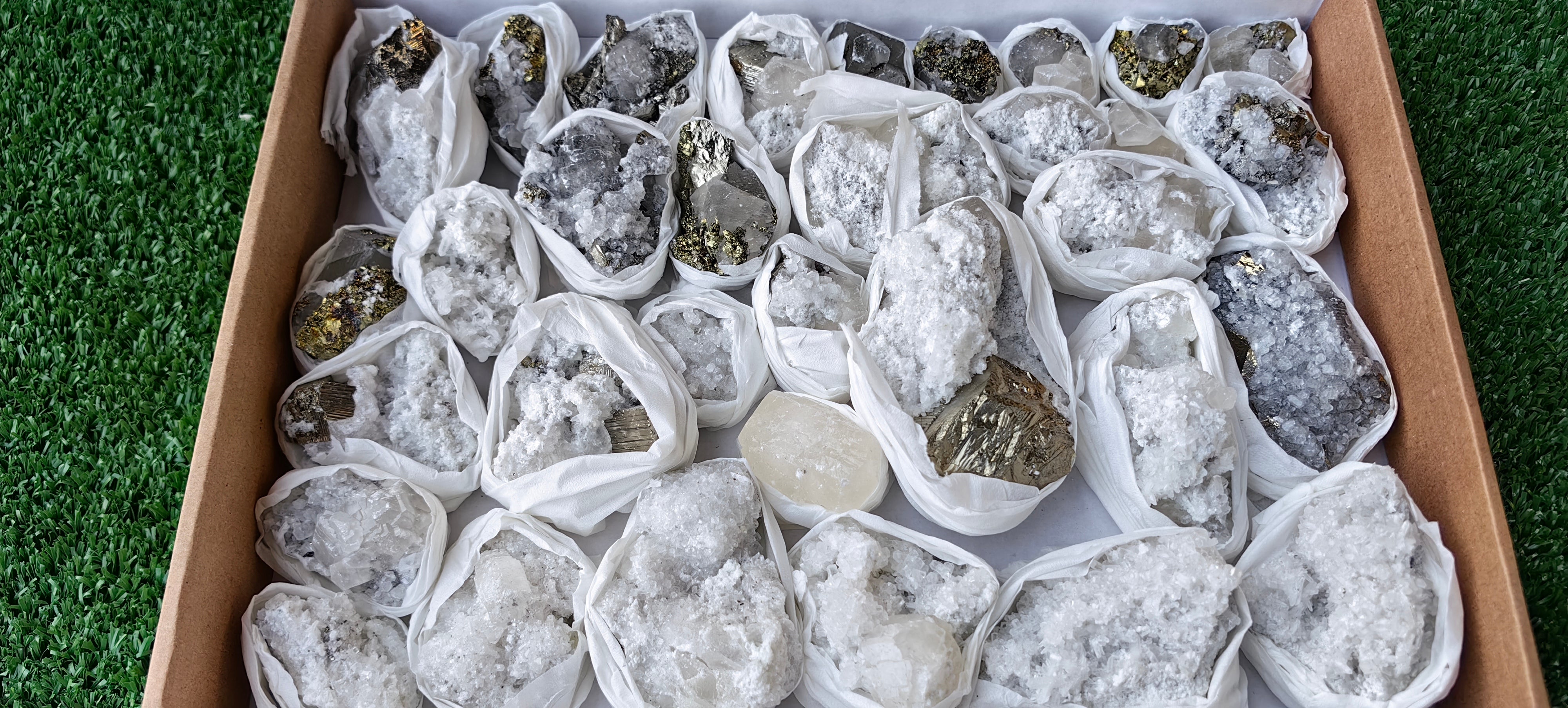 Lot 33 Pcs Pyrite with Calcite*