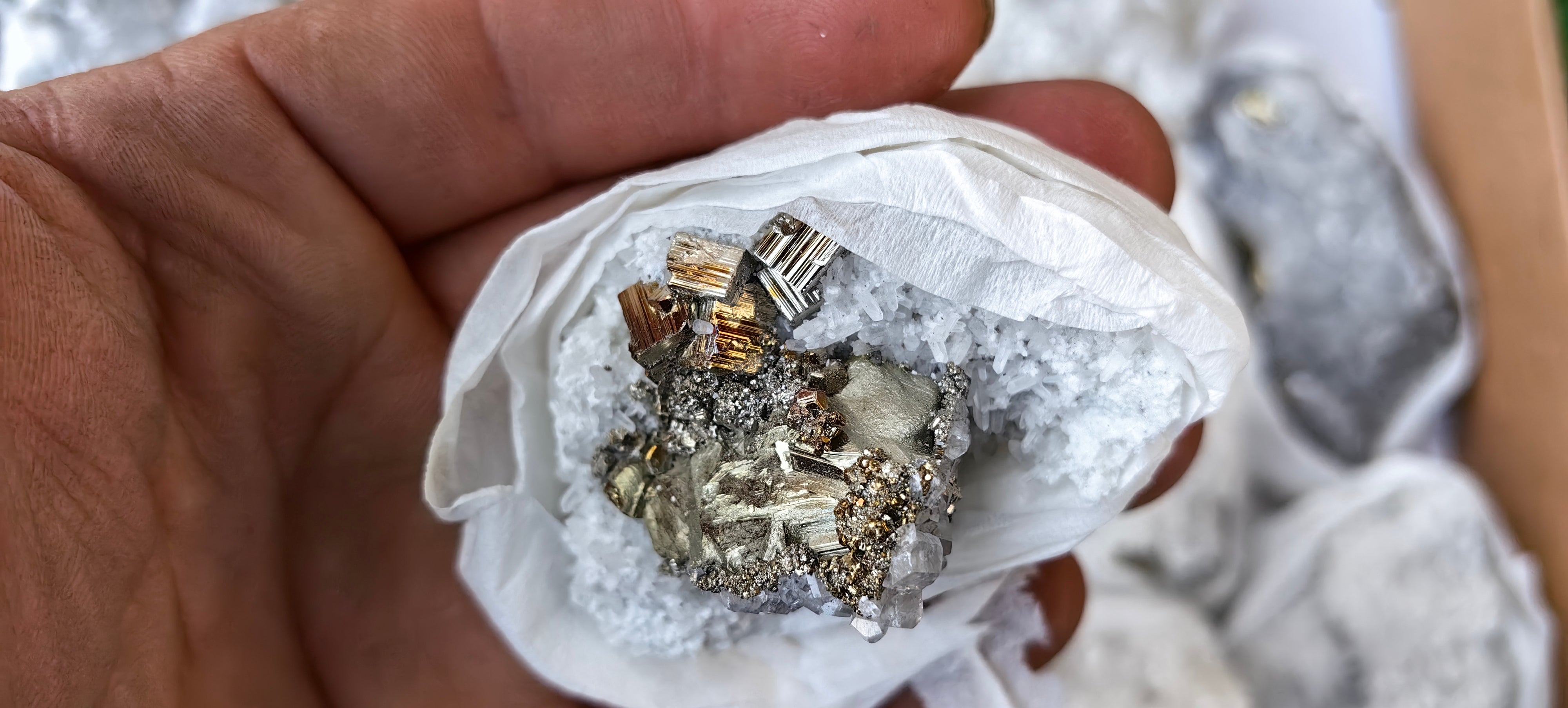 Lot 33 Pcs Pyrite with Calcite*