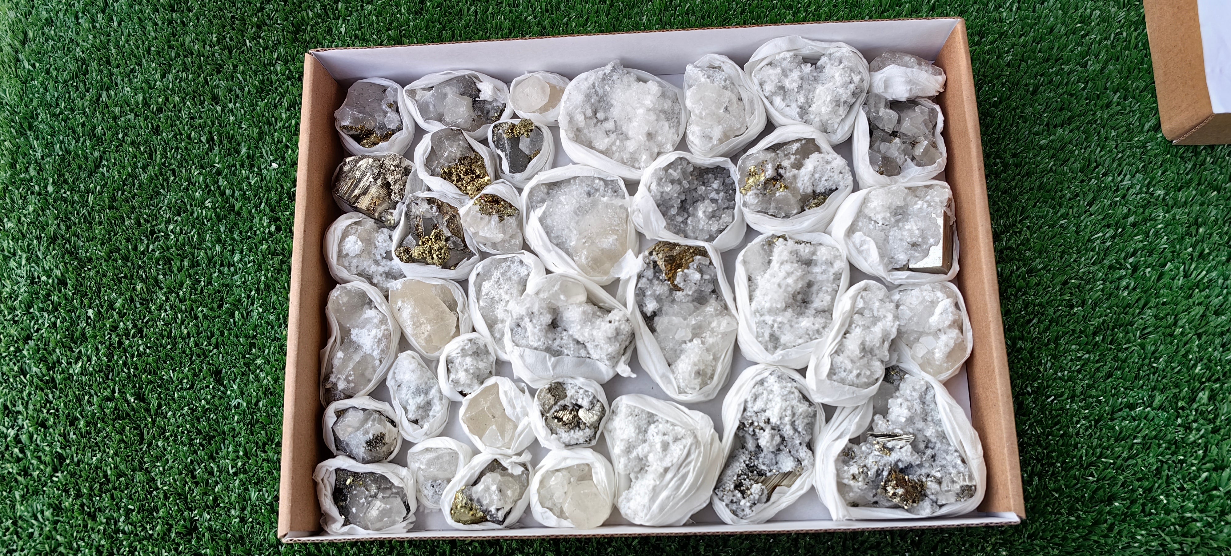 Lot 39 pieces calcite fluorescent chalcopyrite and pyrite*