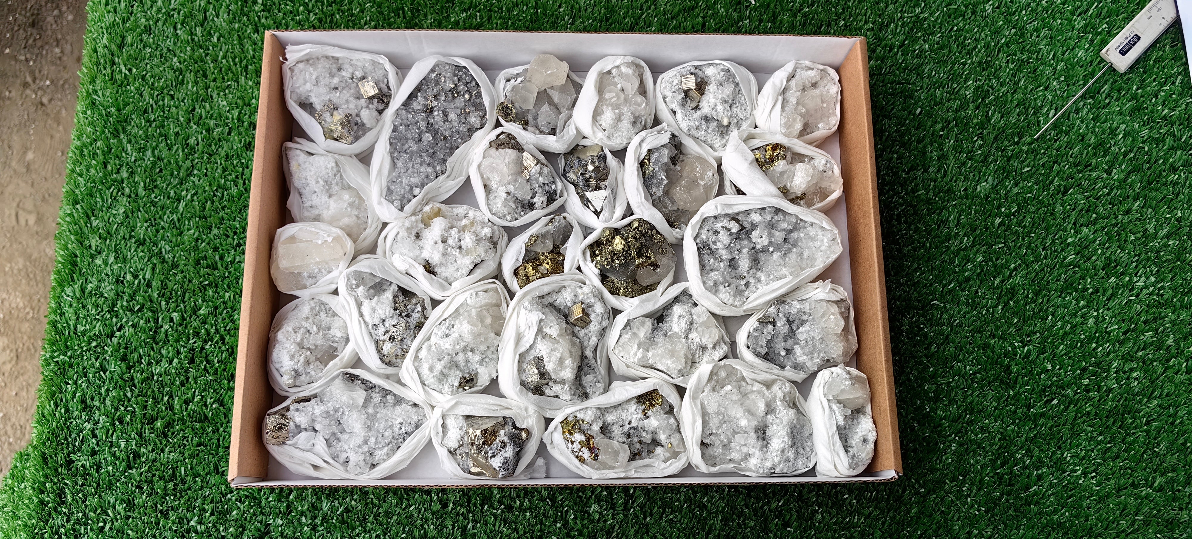 Lot 27 pieces calcite fluorescent chalcopyrite and pyrite*