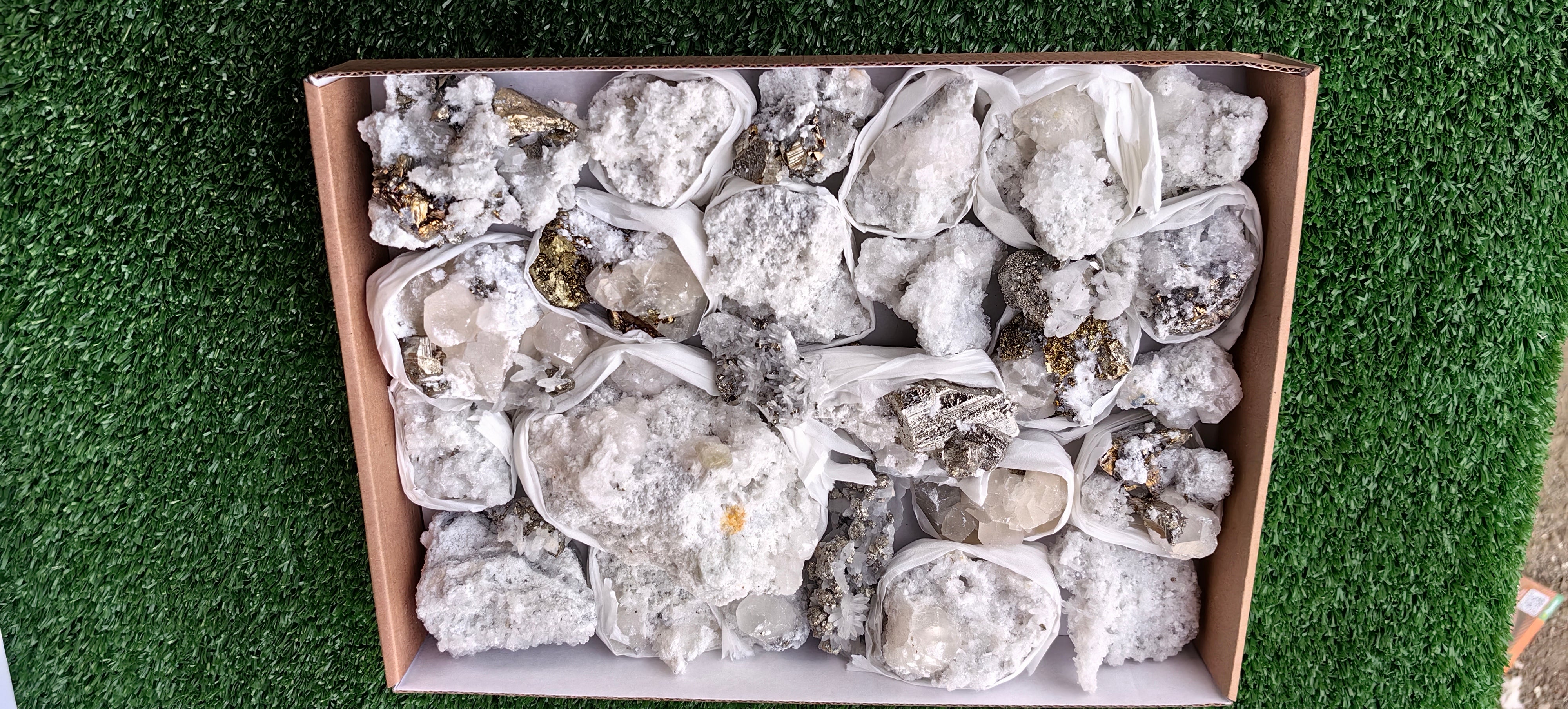 Lot 29 pieces calcite fluorescent chalcopyrite and pyrite*