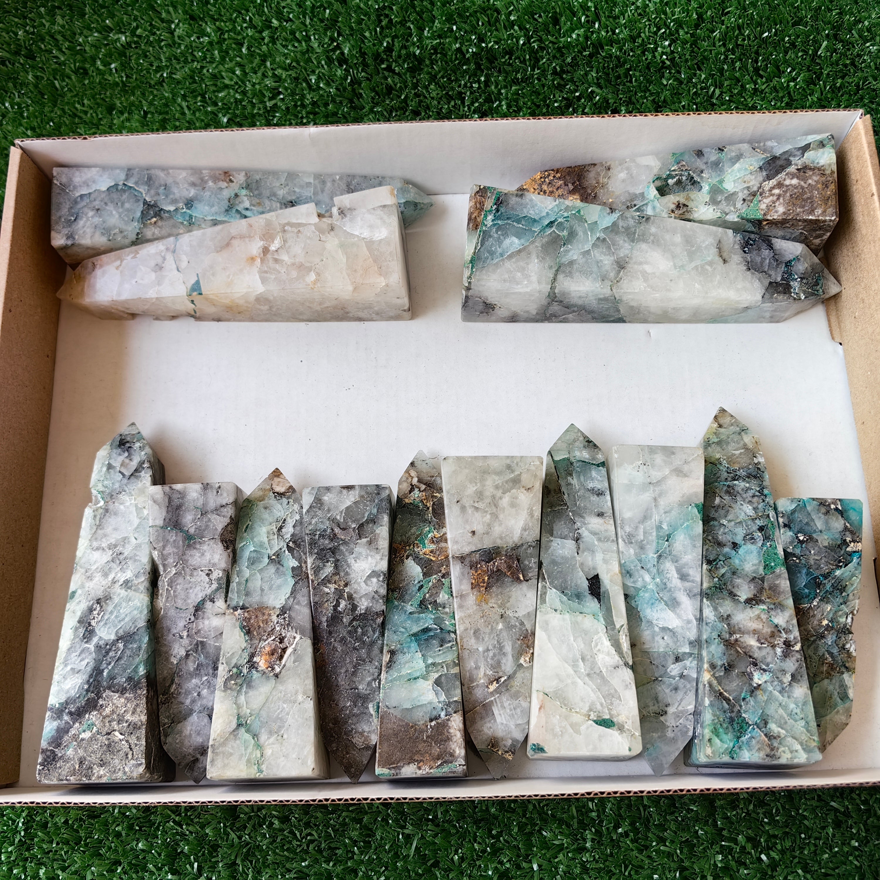 Lot 14 pcs Chysoquartz Tower*