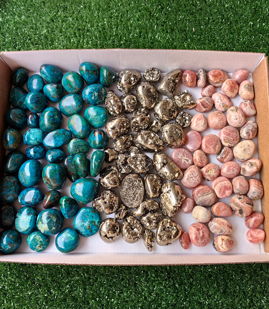 Tumbled Chrysocolla Pyrite Rhodochrosite