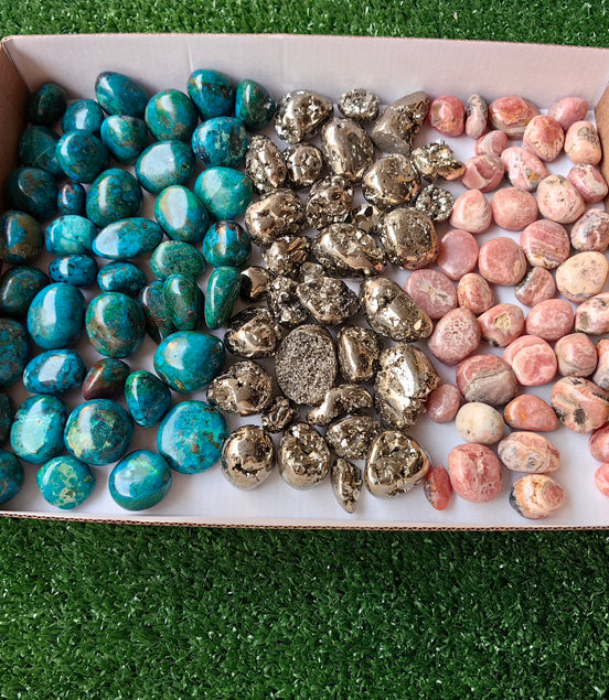 Tumbled Chrysocolla Pyrite Rhodochrosite