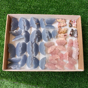 28 pcs Angelite / Rose Quartz Butterfly