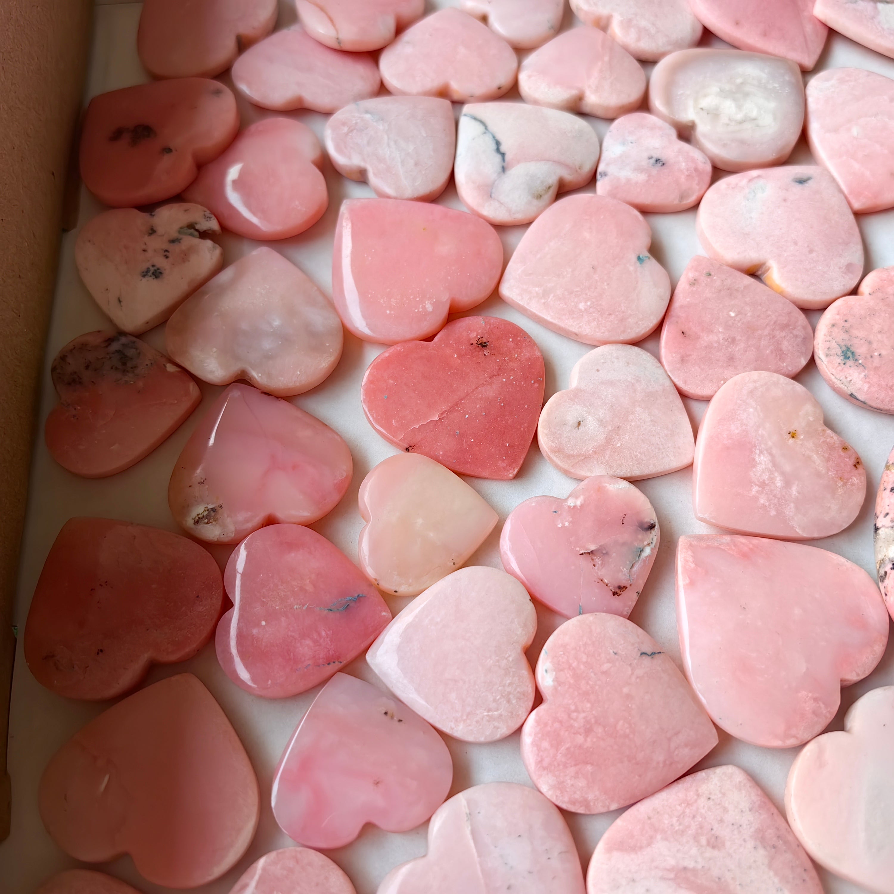 55 pc pink opal & rhodonite hearts
