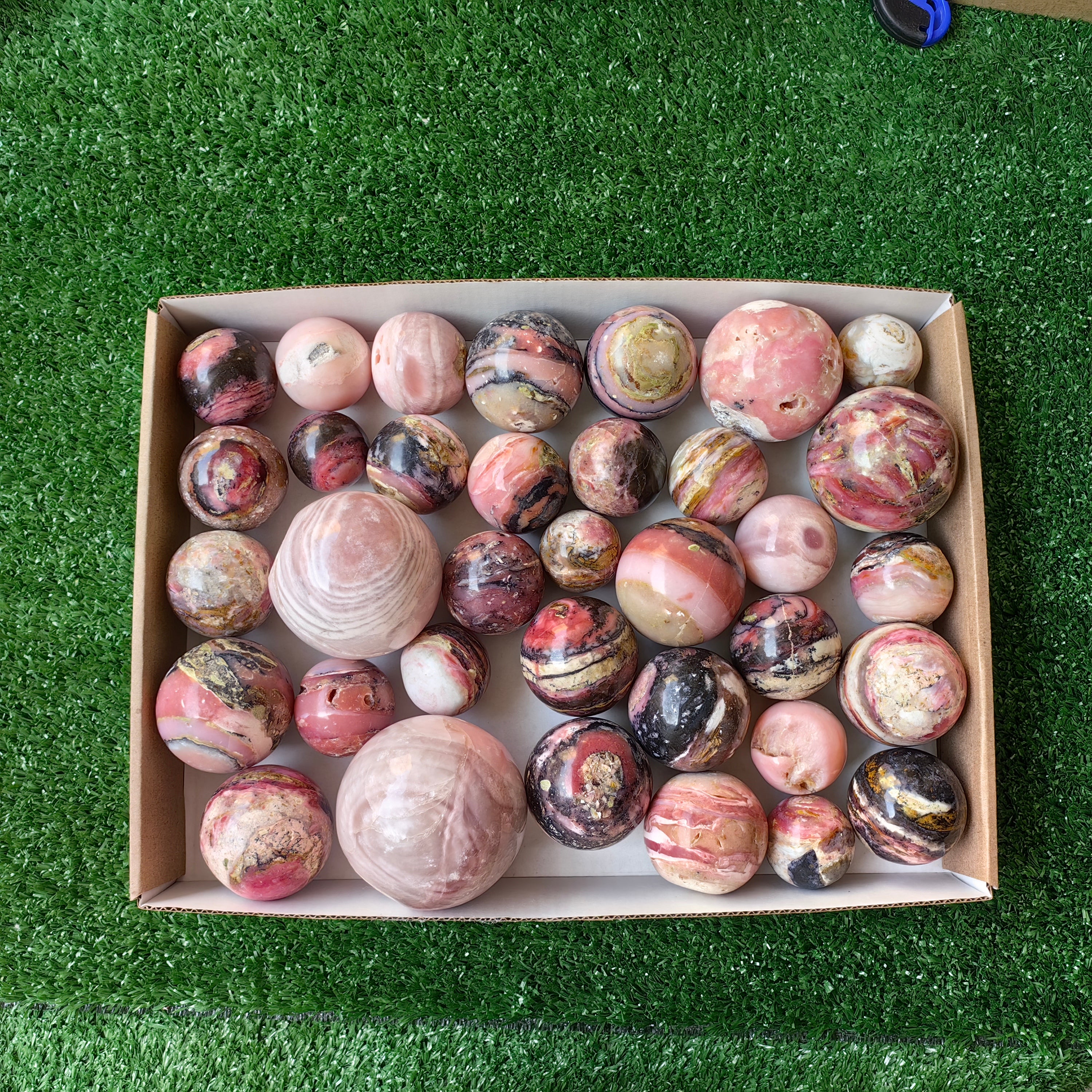 35 pc pink opal spheres
