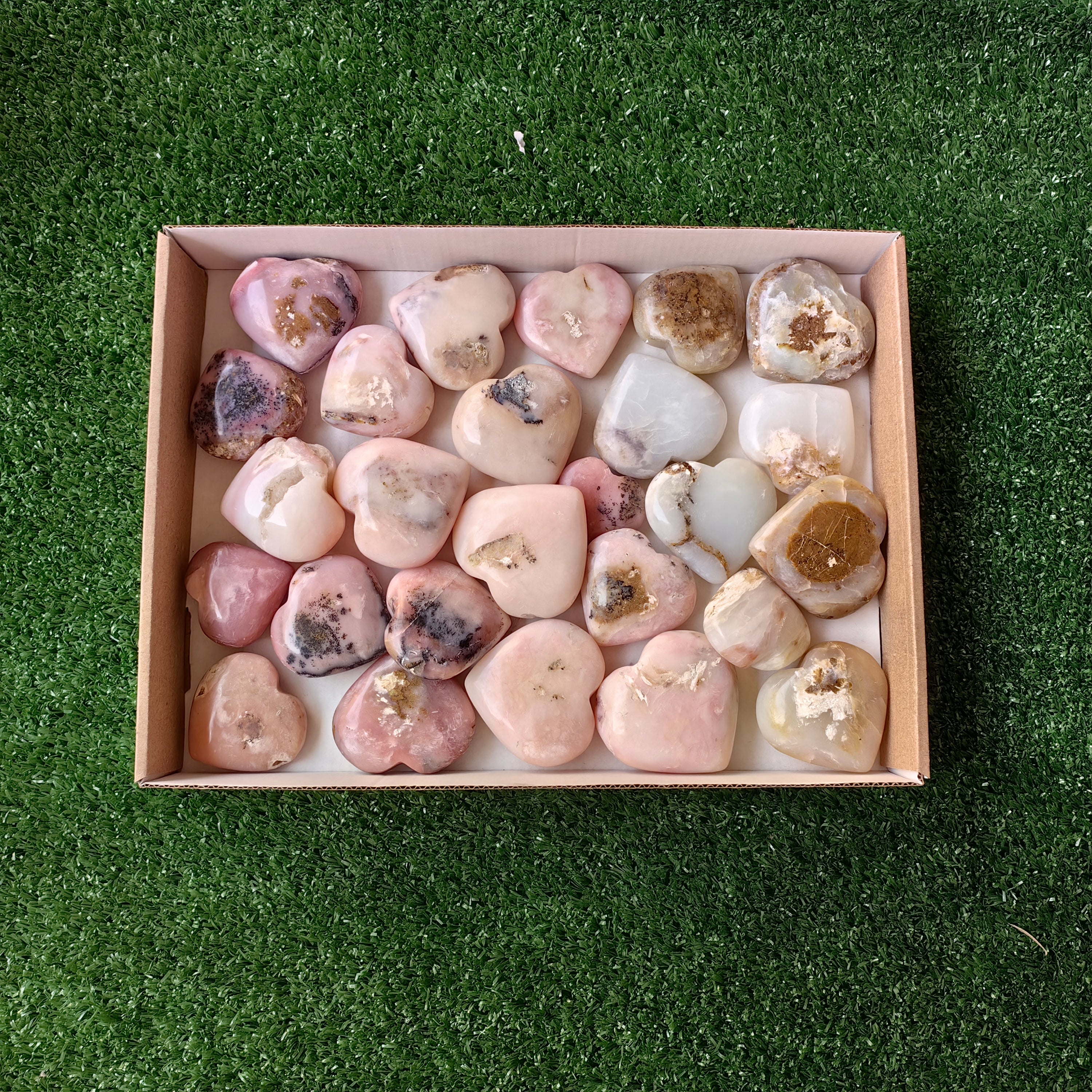 26 pc pink opal & blue opal hearts