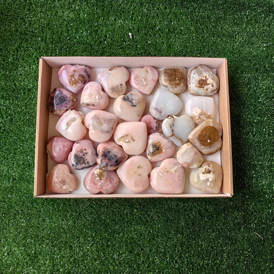 26 pc pink opal & blue opal hearts