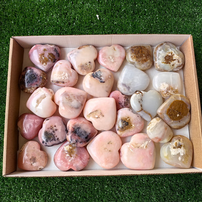 26 pc pink opal & blue opal hearts