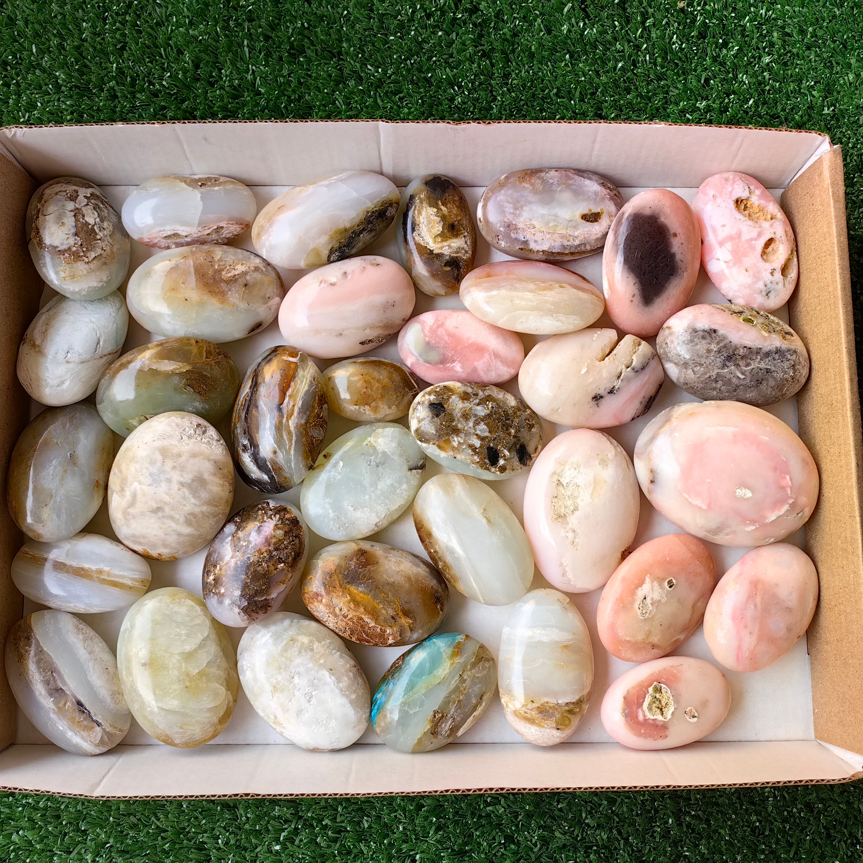 35 pc pink opal & blue opal palms