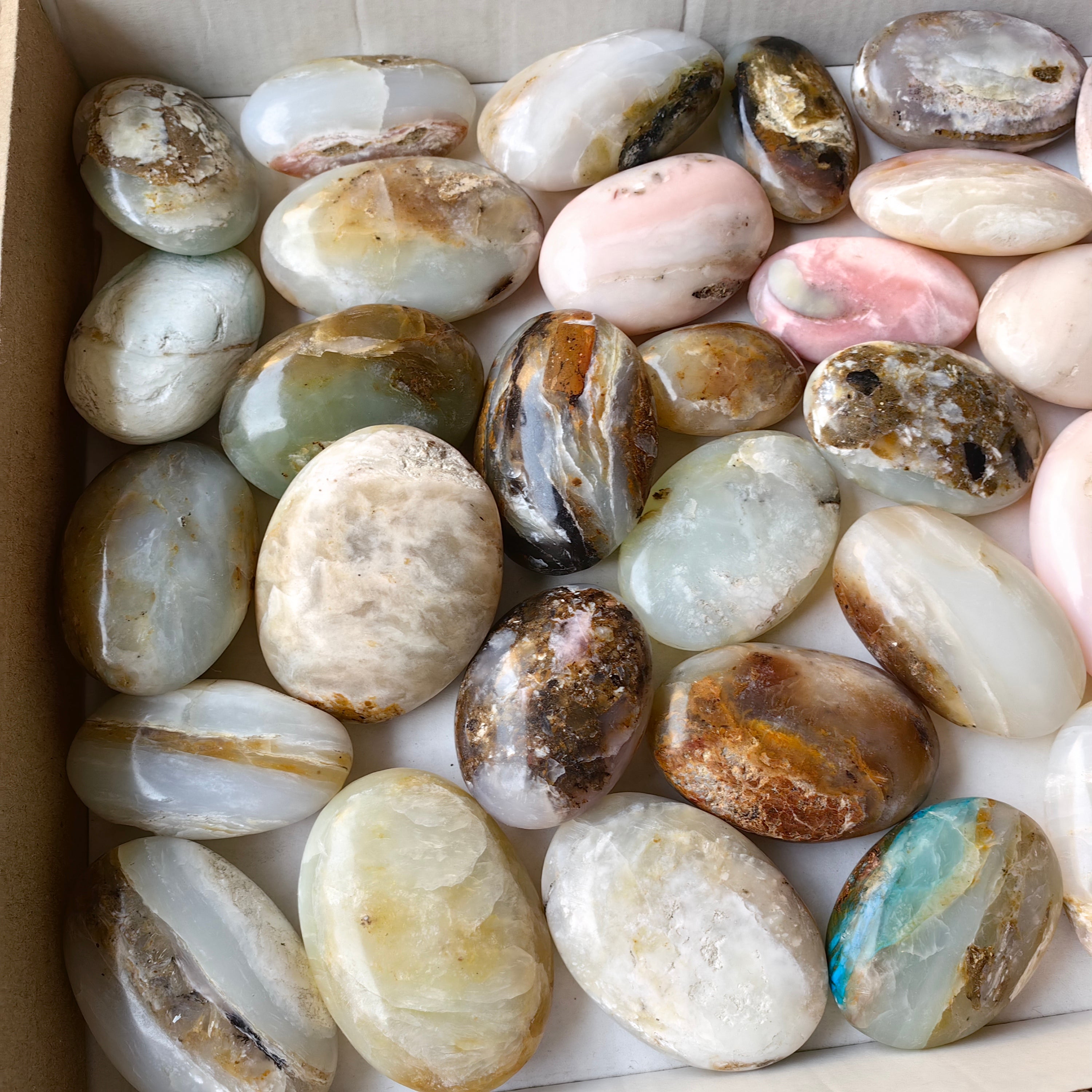 35 pc pink opal & blue opal palms