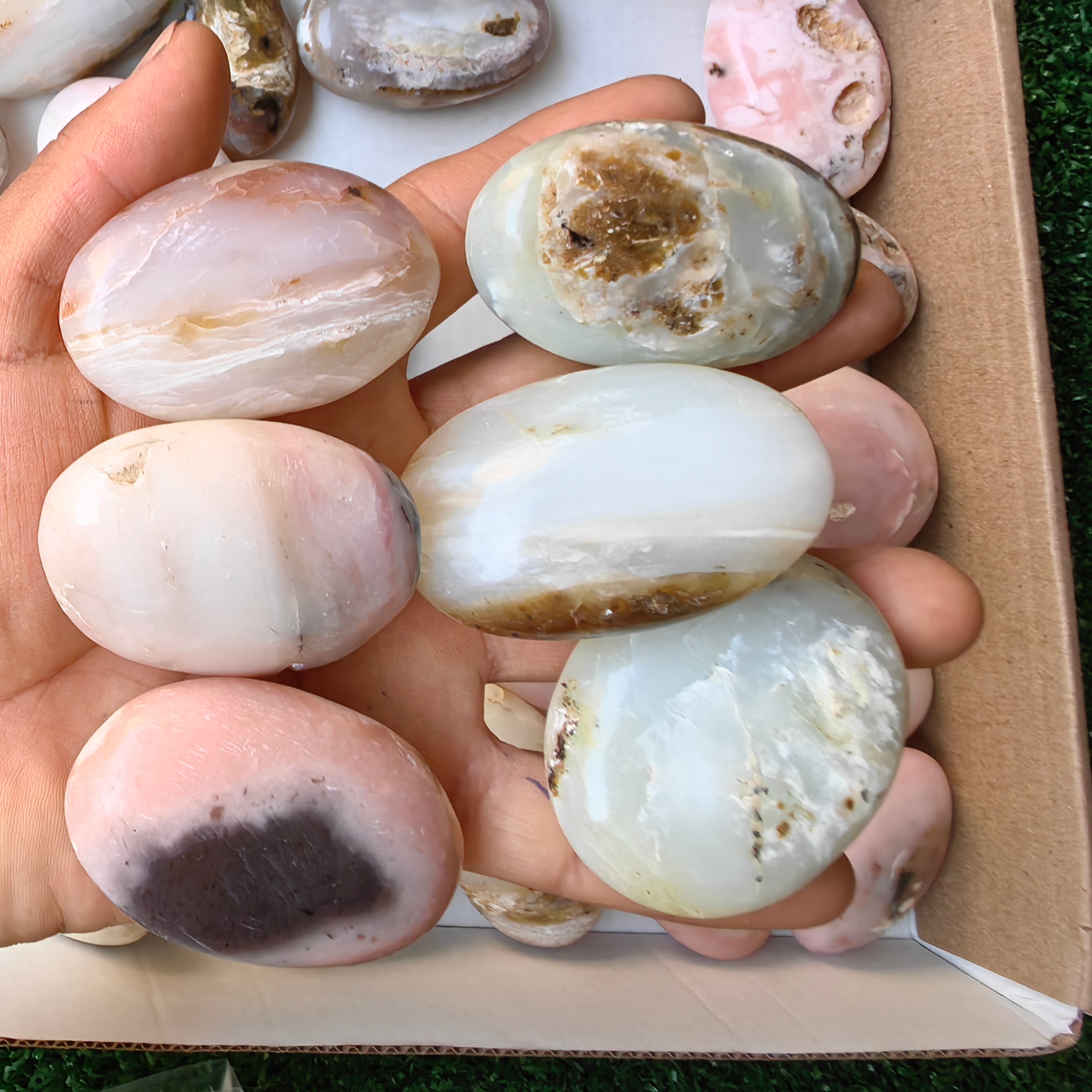 35 pc pink opal & blue opal palms