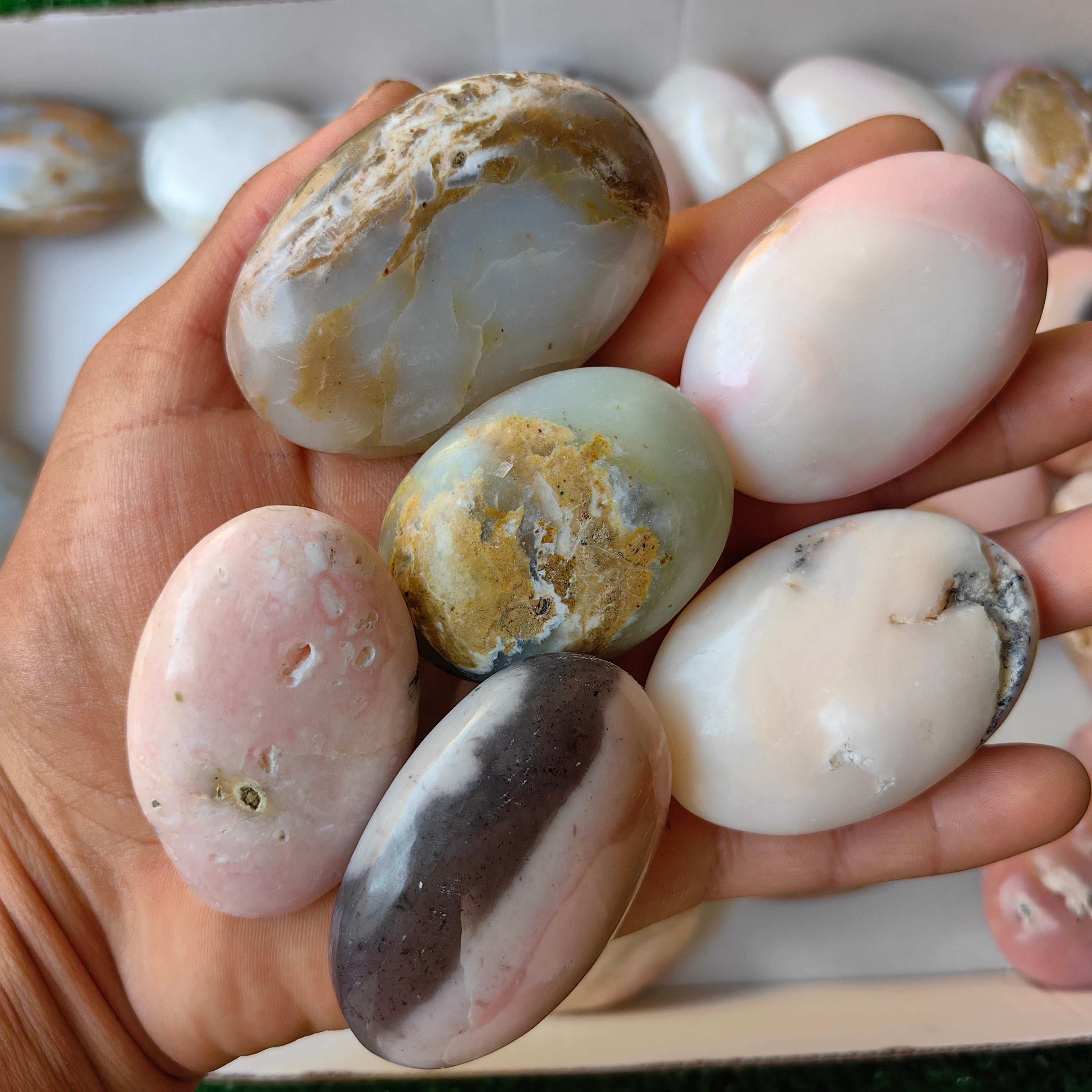 33 pc pink opal & blue opal palms