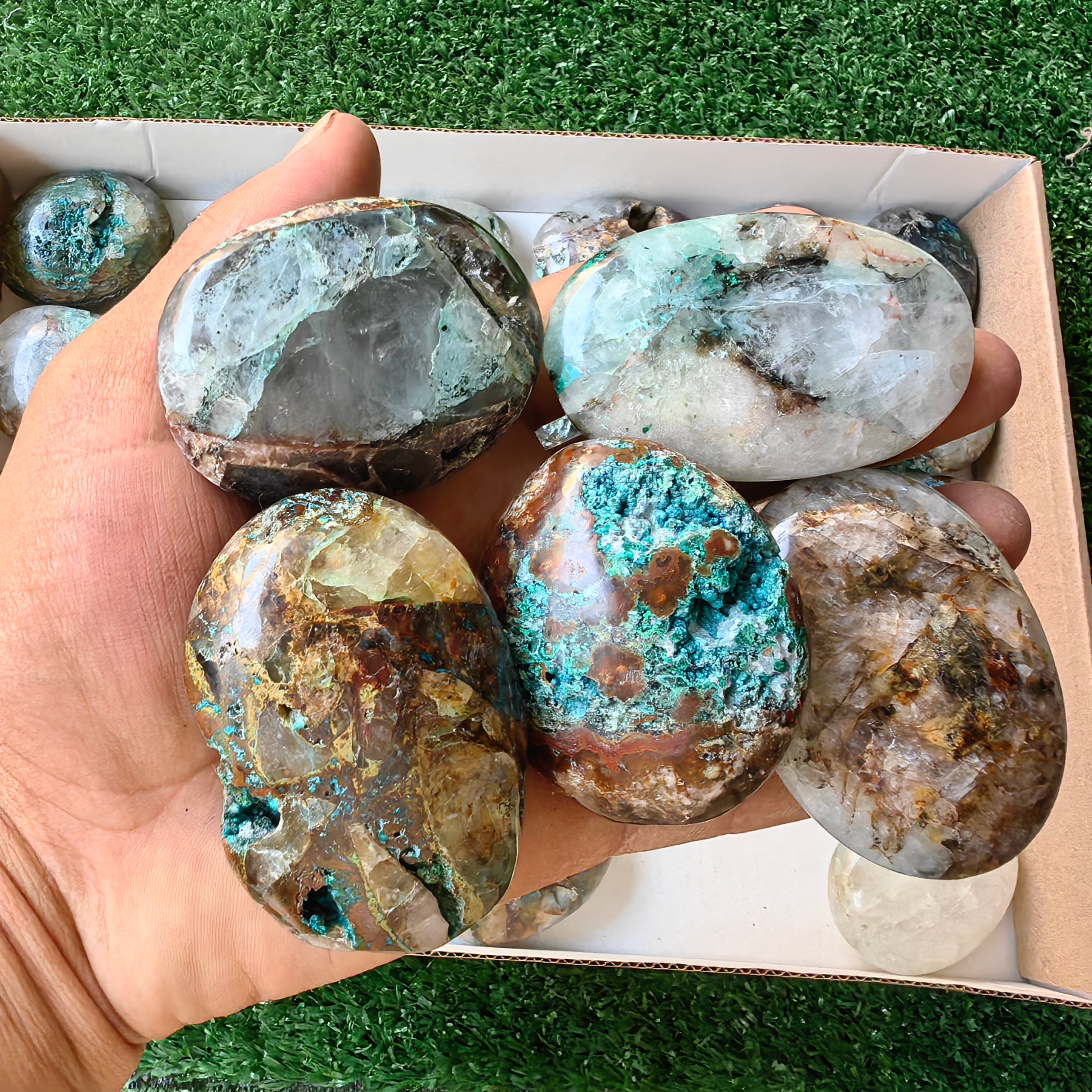 30 pc chrysocolla quartz palms