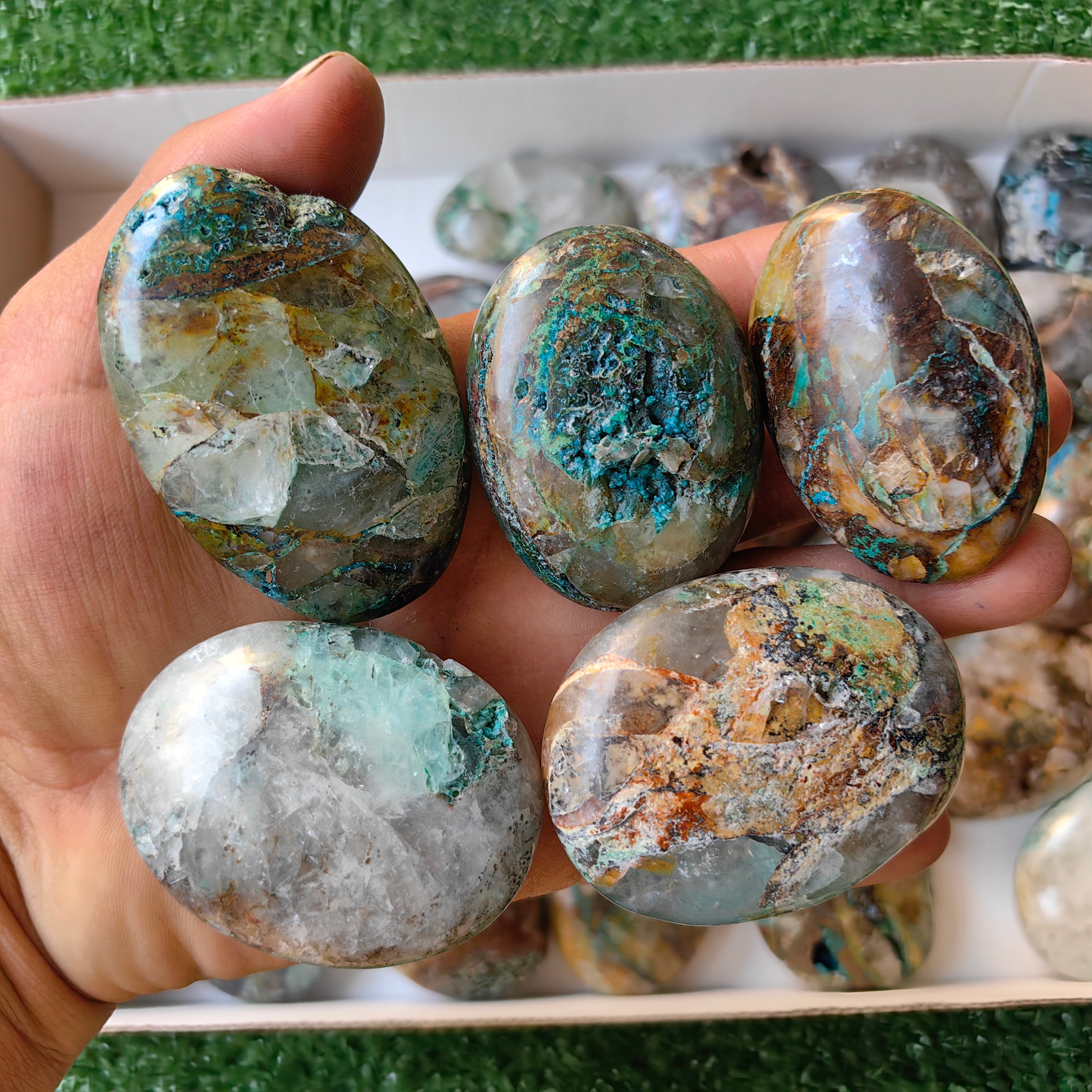 30 pc chrysocolla quartz palms