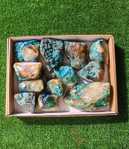 13 pc chrysocolla quartz free forms
