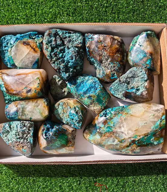 13 pc chrysocolla quartz free forms
