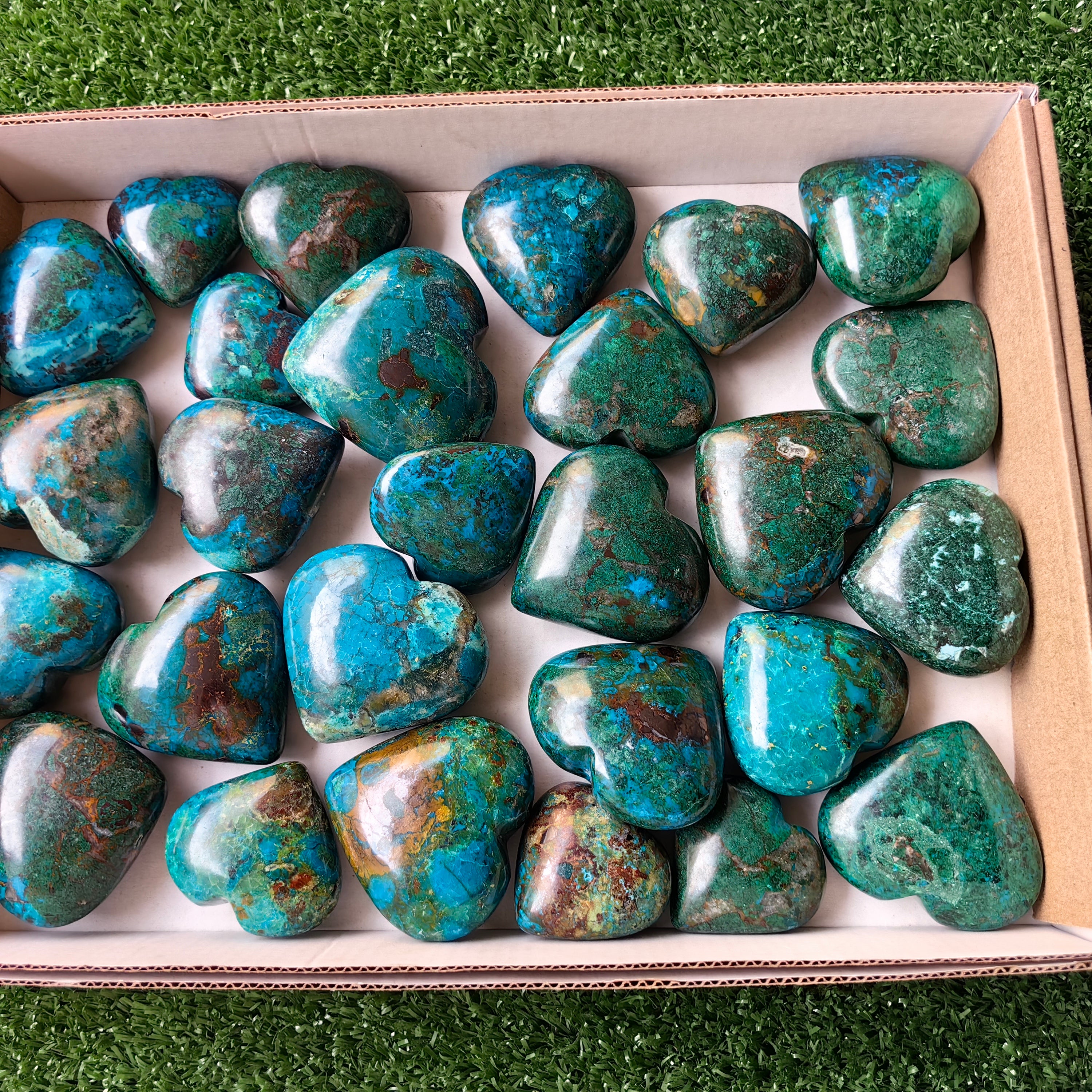 27 pc chrysocolla hearts