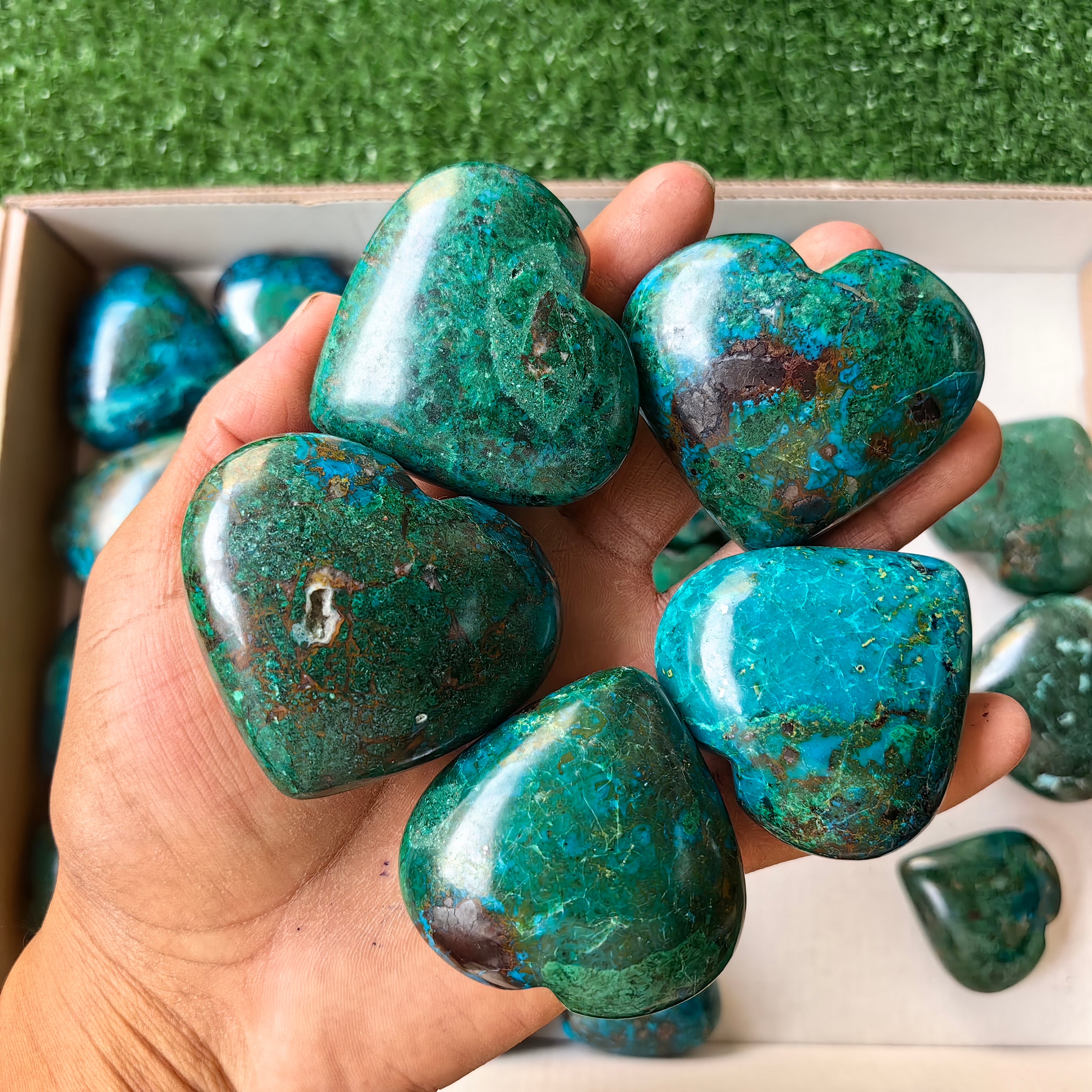 27 pc chrysocolla hearts