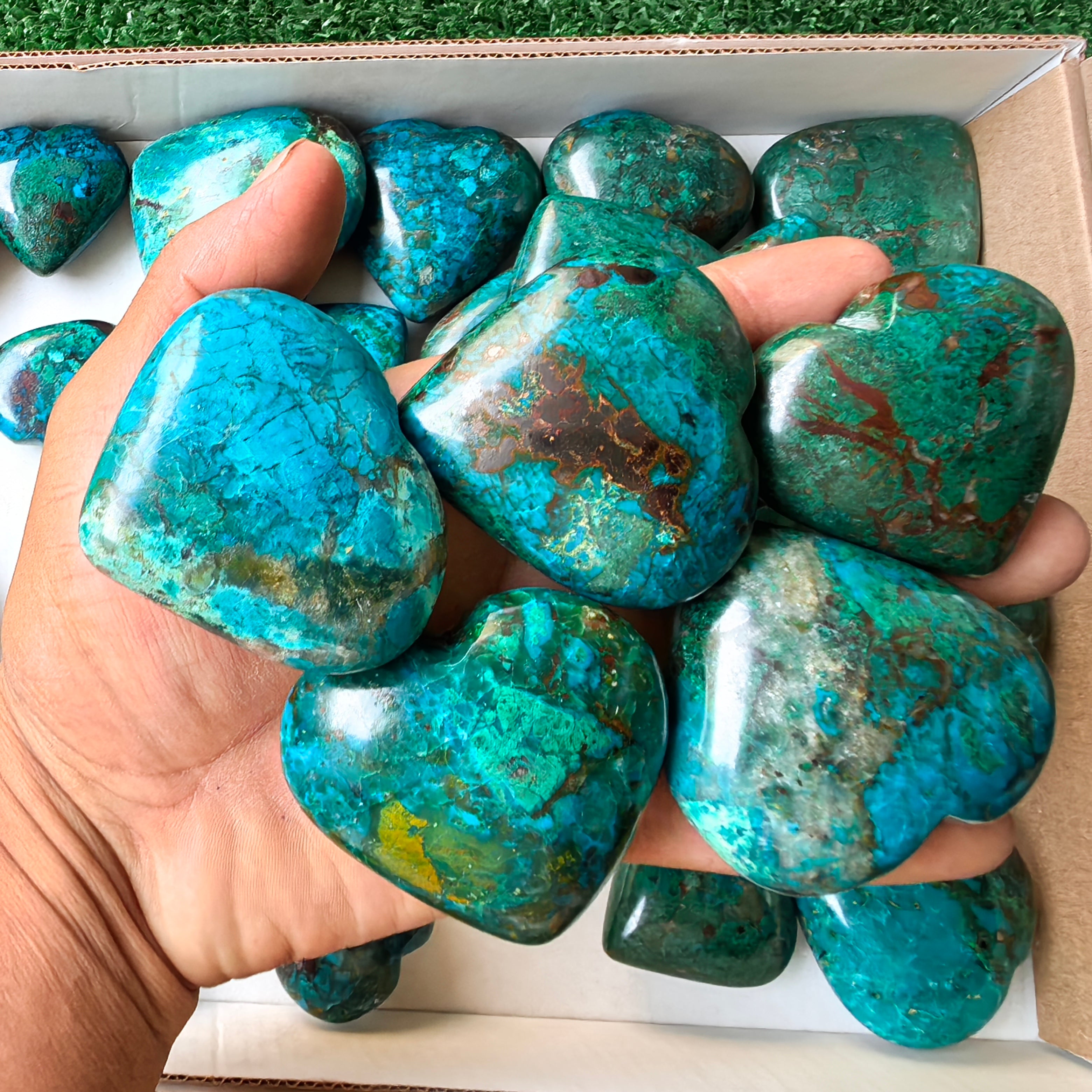 27 pc chrysocolla hearts