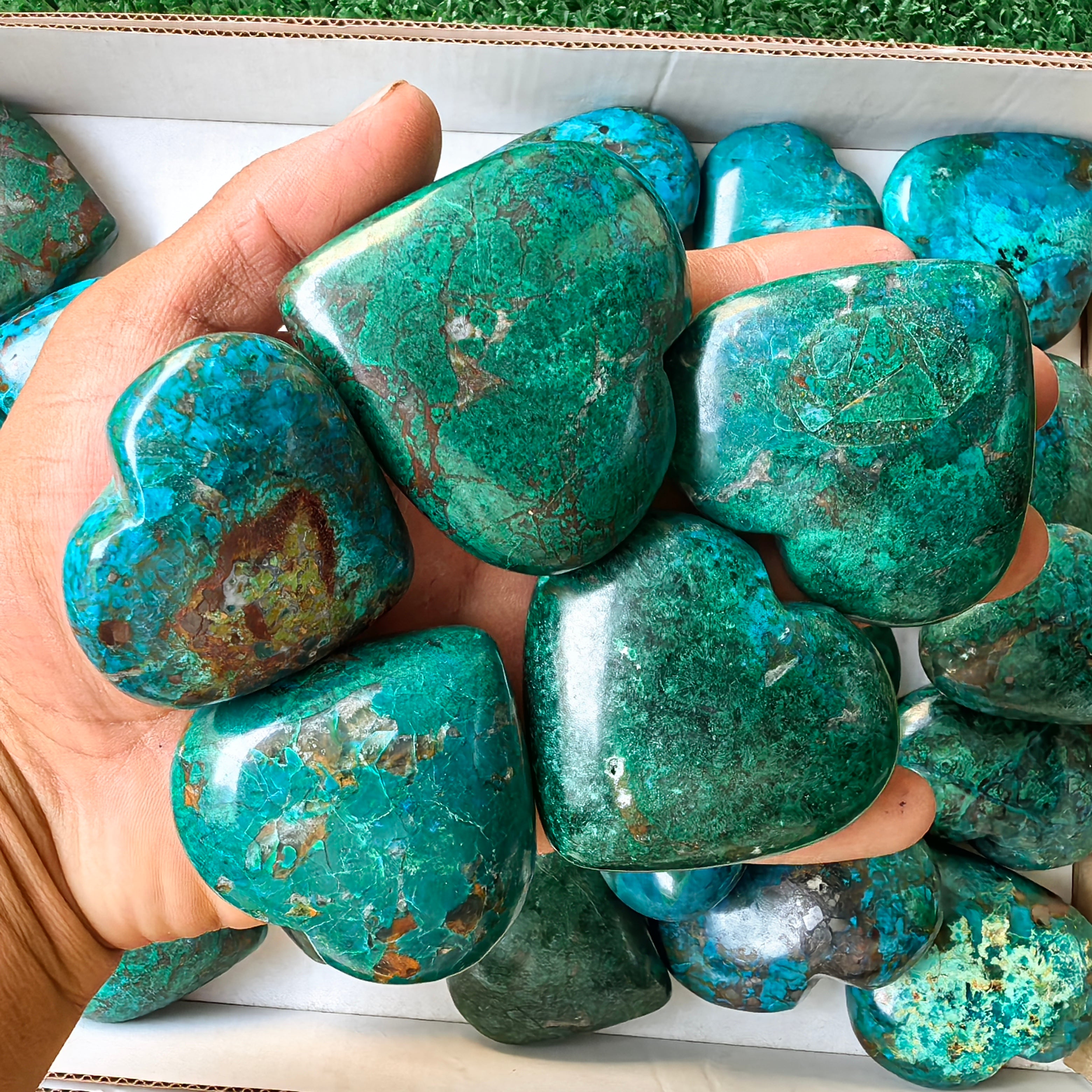 26 pc chrysocolla hearts