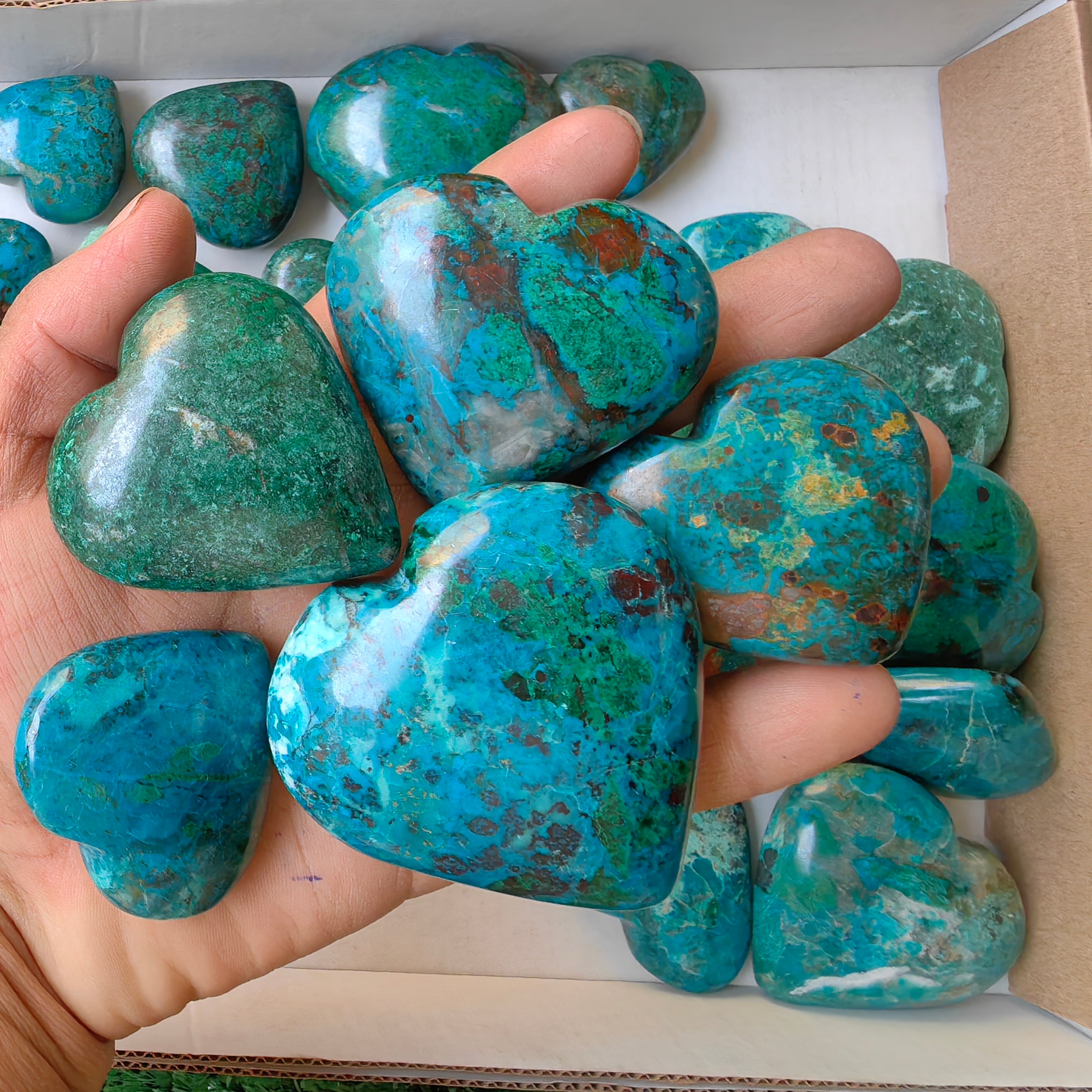 32 pc chrysocolla hearts