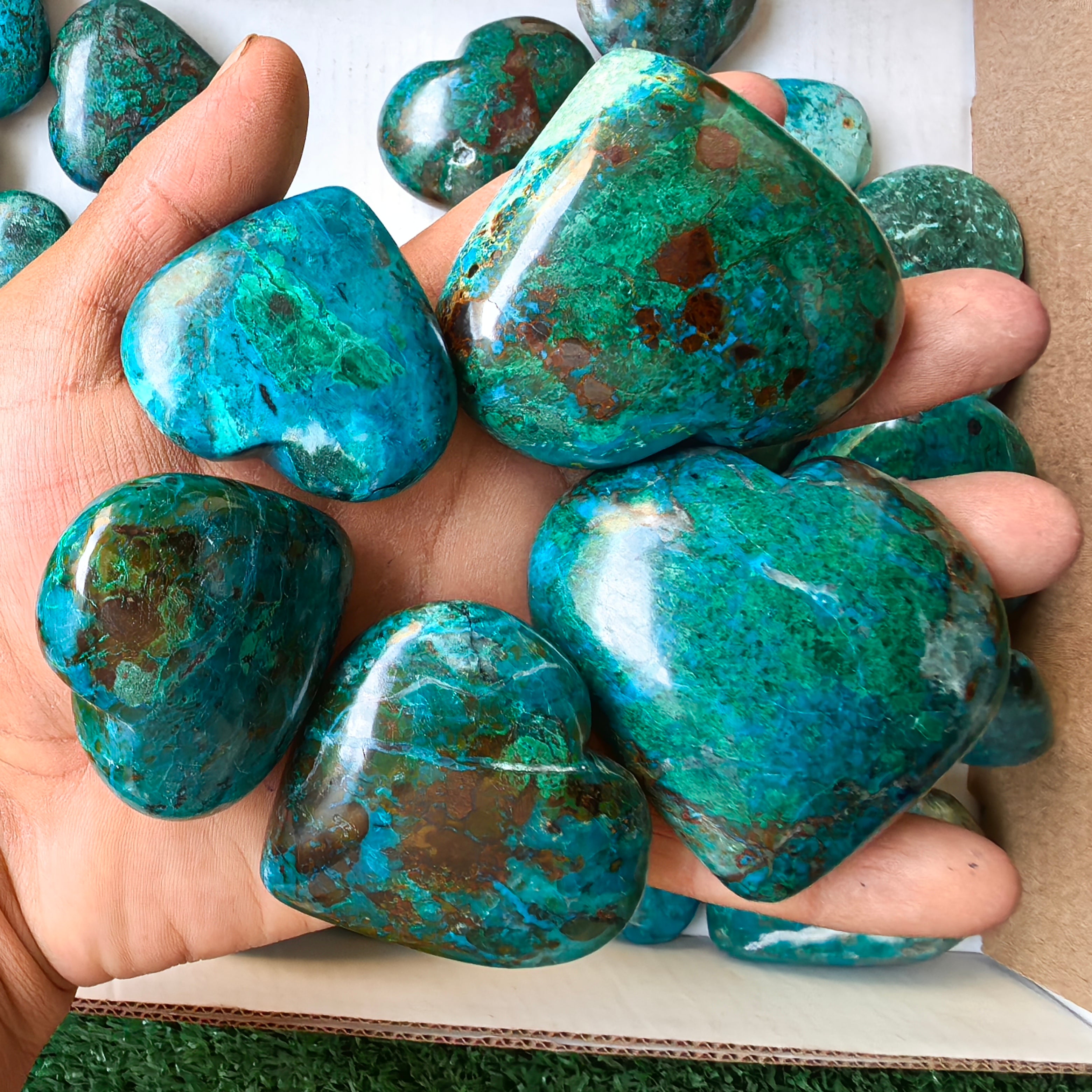 32 pc chrysocolla hearts