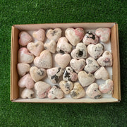 31 pc mangano calcite with rhodonite hearts