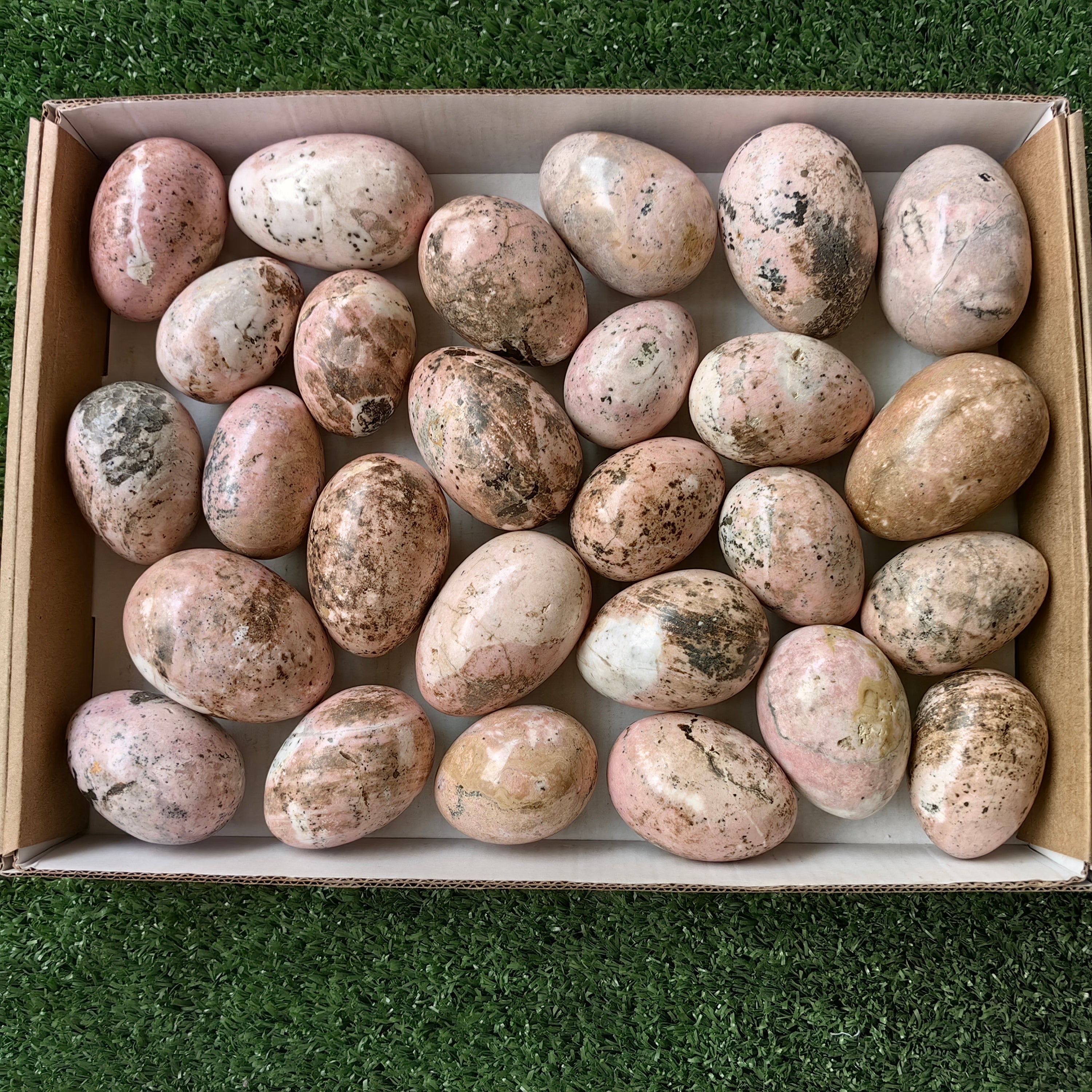 27 pc rhodonite eggs
